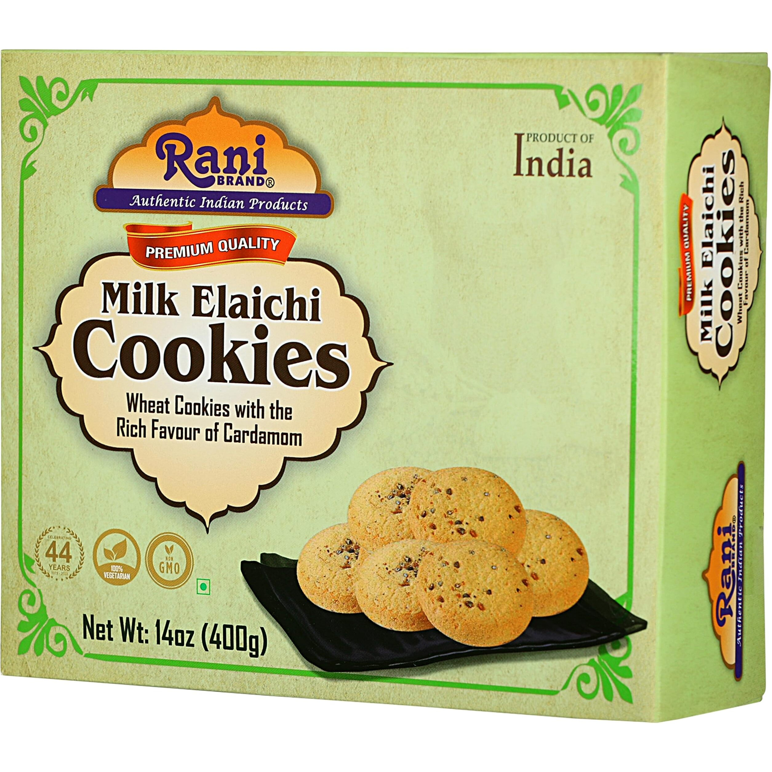 Rani Milk Elaichi Cookies (Wheat Cookies with the Rich Flavor of Cardamom) 14oz (400g) Premium Quality Indian Cookies ~ All Natural, Vegan, Non-GMO, Indian Origin