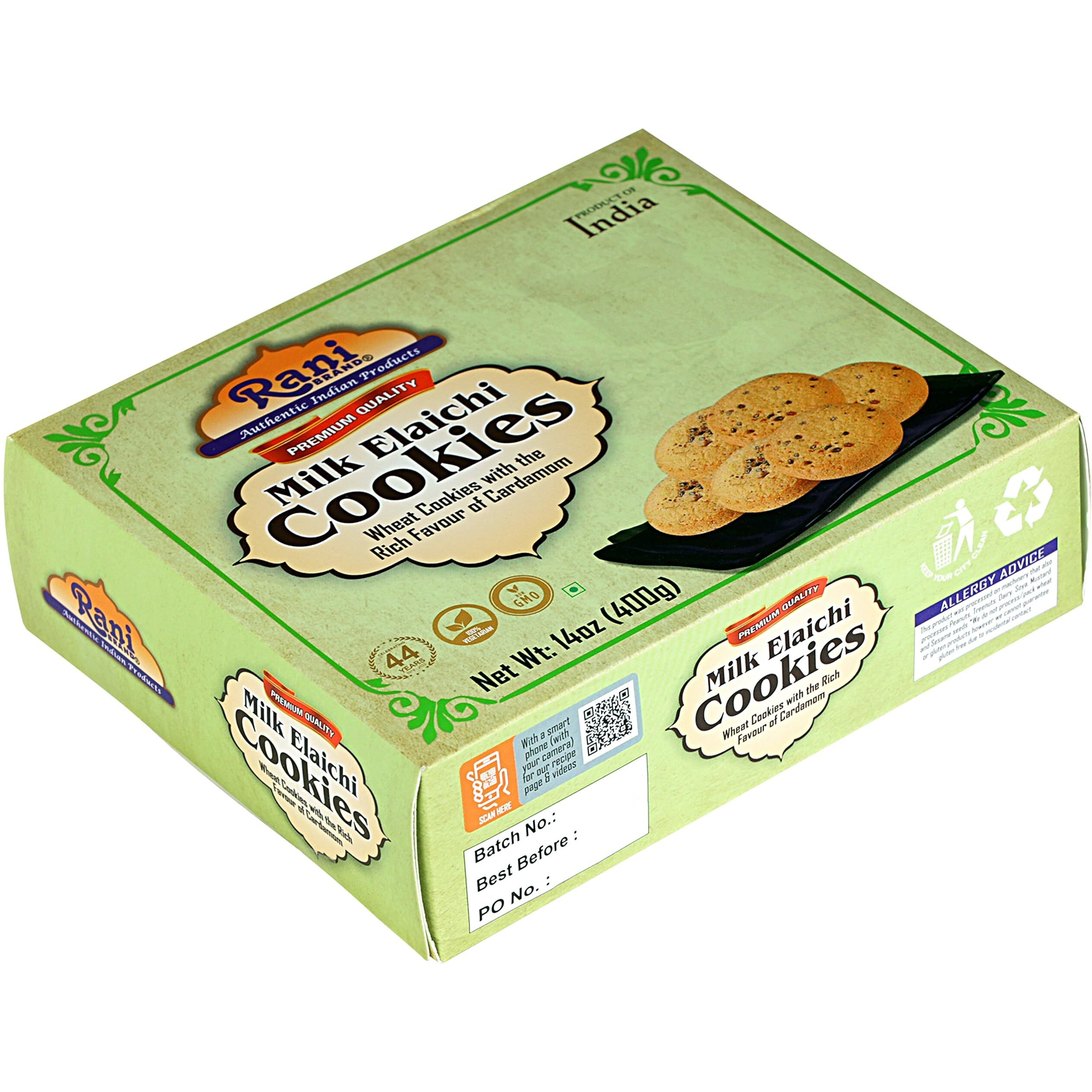 Rani Milk Elaichi Cookies (Wheat Cookies with the Rich Flavor of Cardamom) 14oz (400g) Premium Quality Indian Cookies ~ All Natural, Vegan, Non-GMO, Indian Origin