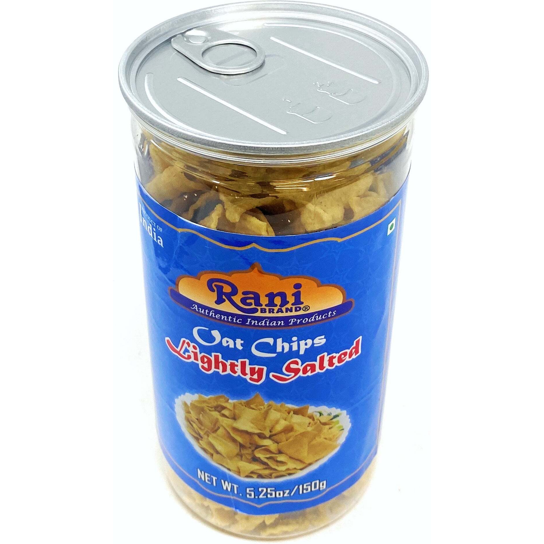 Rani Oat Chips Lightly Salted 5.25oz (150g) Vacuum Sealed, Easy Open Top, Resealable Container ~ Indian Tasty Treats, Vegan, NON-GMO, Indian Origin
