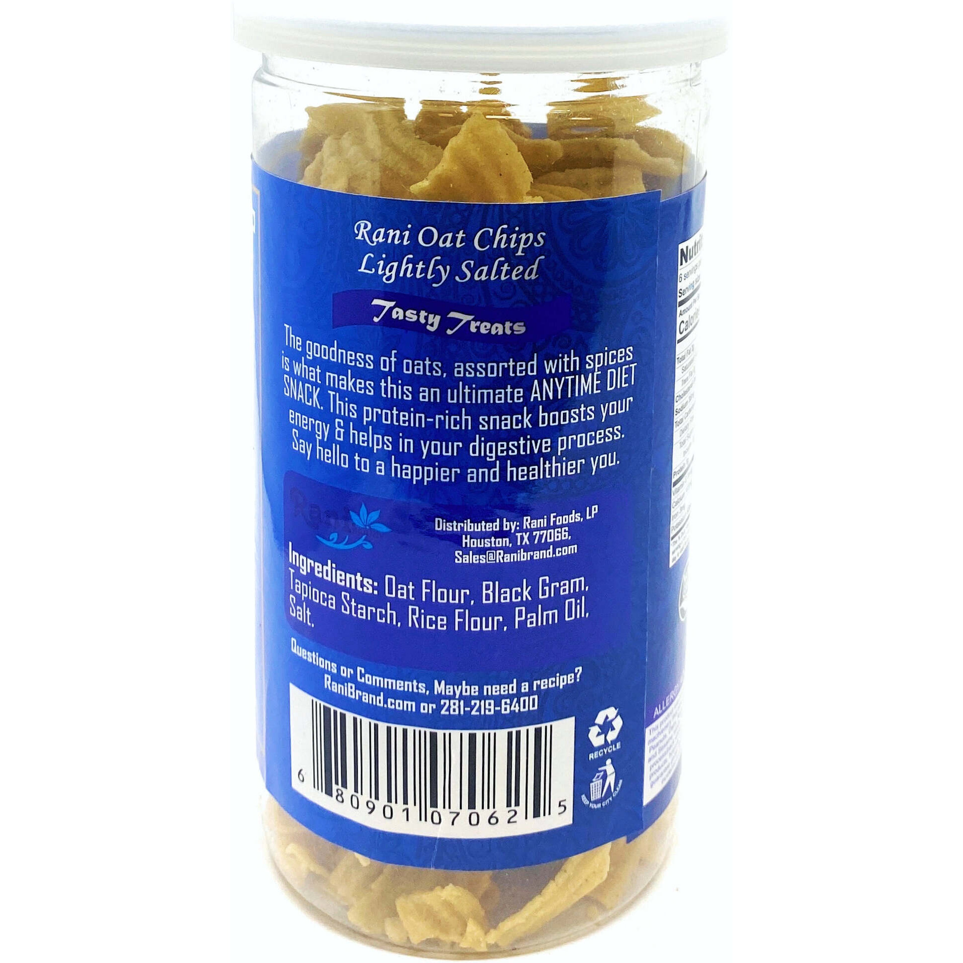 Rani Oat Chips Lightly Salted 5.25oz (150g) Vacuum Sealed, Easy Open Top, Resealable Container ~ Indian Tasty Treats, Vegan, NON-GMO, Indian Origin