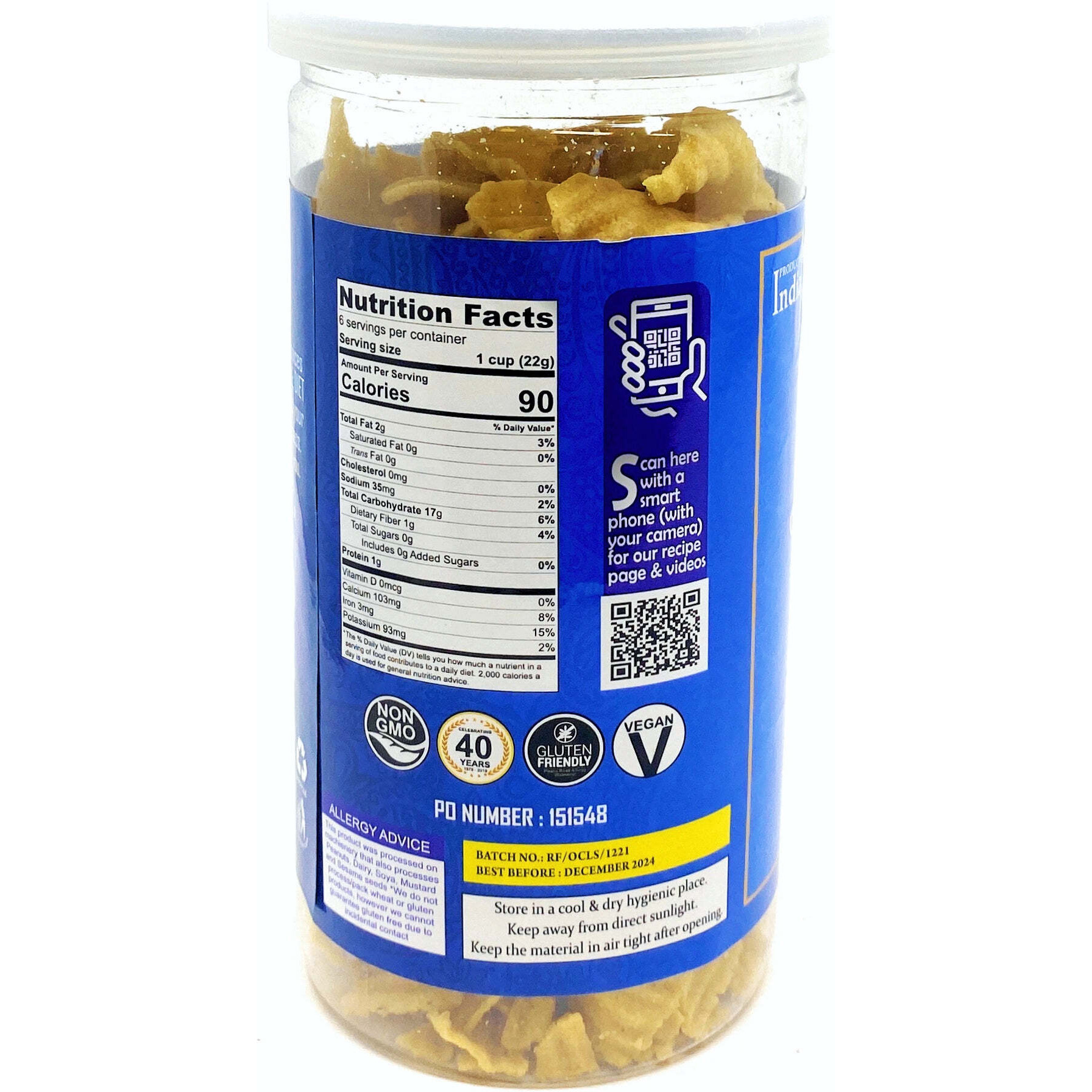 Rani Oat Chips Lightly Salted 5.25oz (150g) Vacuum Sealed, Easy Open Top, Resealable Container ~ Indian Tasty Treats, Vegan, NON-GMO, Indian Origin