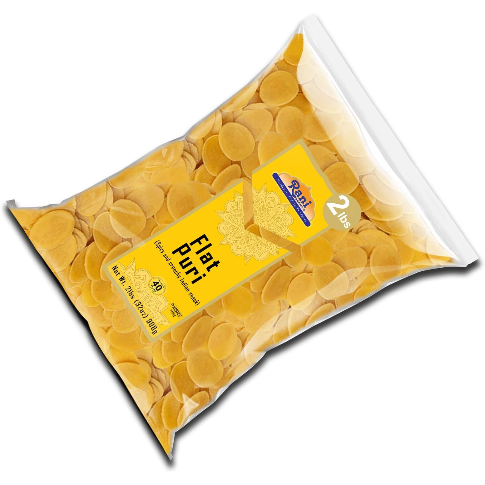Rani Pani Puri Coins 32oz (2lbs) 907g, Bulk Pack 330-335 Coins ~ Uncooked, Microwaveable wheat and Semolina Coins ~ All Natural, Vegan, NON-GMO