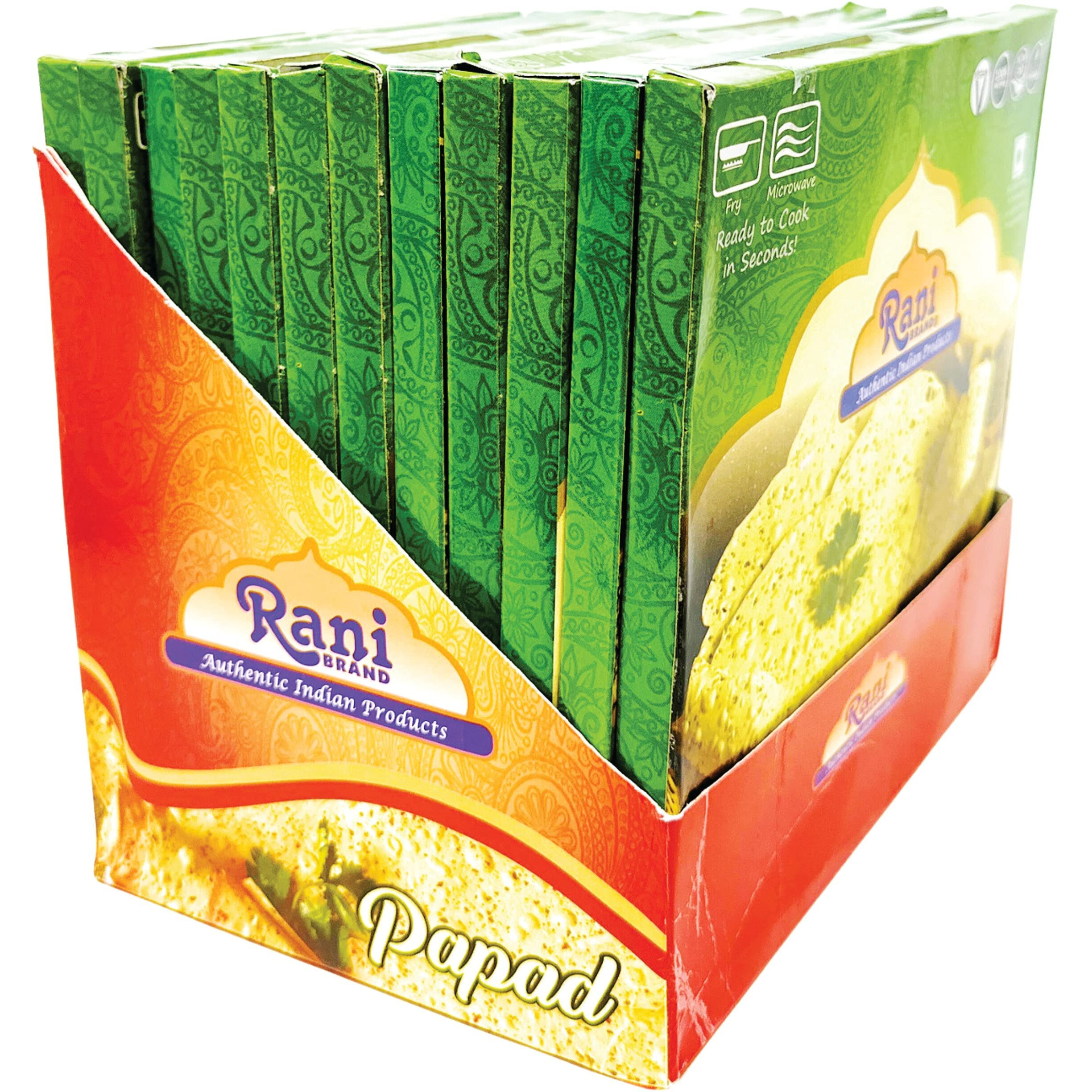 Rani Pappadums (Indian Lentil Wafer Snack) Green Chilli Papad 7oz (200g) Approximately 15pc, 7 inches, Pack of 12 ~ All Natural, Gluten Friendly, NON-GMO, Vegan, Indian Origin
