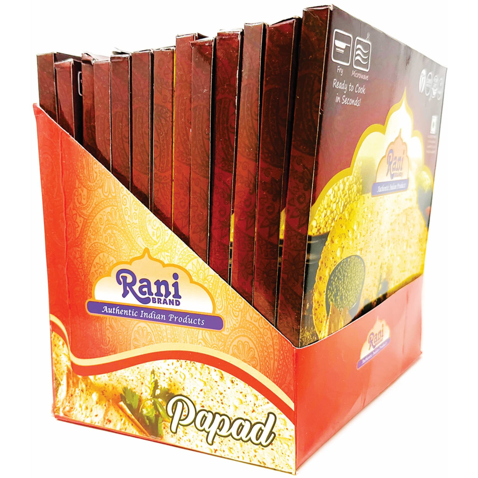 Rani Pappadums (Indian Lentil Wafer Snack) Red Chilli Papad 7oz (200g) Approximately 15pc, 7 inches, Pack of 12 ~ All Natural, Gluten Friendly, NON-GMO, Vegan, Indian Origin