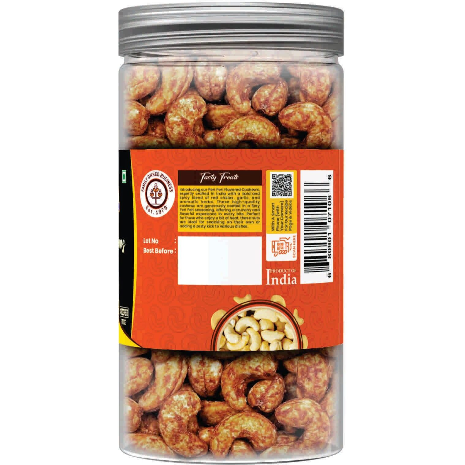 Rani Peri Peri Roasted Cashews 14oz (400g) PET Jar, Non-Fried, Oil Free ~ All Natural, Vegan, Gluten Friendly, NON-GMO, Kosher, Air Roasted, Crunchy & Flavorful