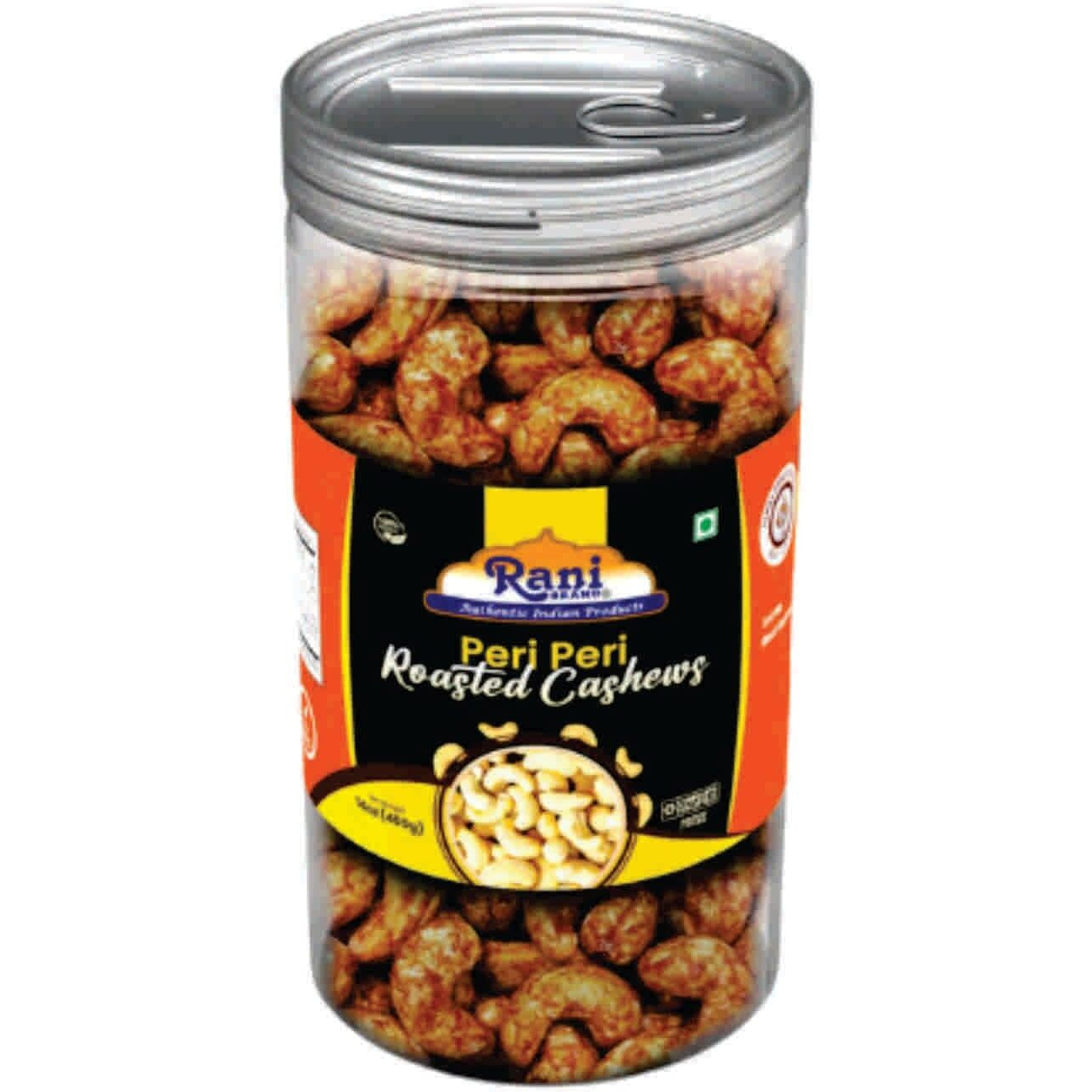 Rani Peri Peri Roasted Cashews 14oz (400g) PET Jar, Non-Fried, Oil Free ~ All Natural, Vegan, Gluten Friendly, NON-GMO, Kosher, Air Roasted, Crunchy & Flavorful