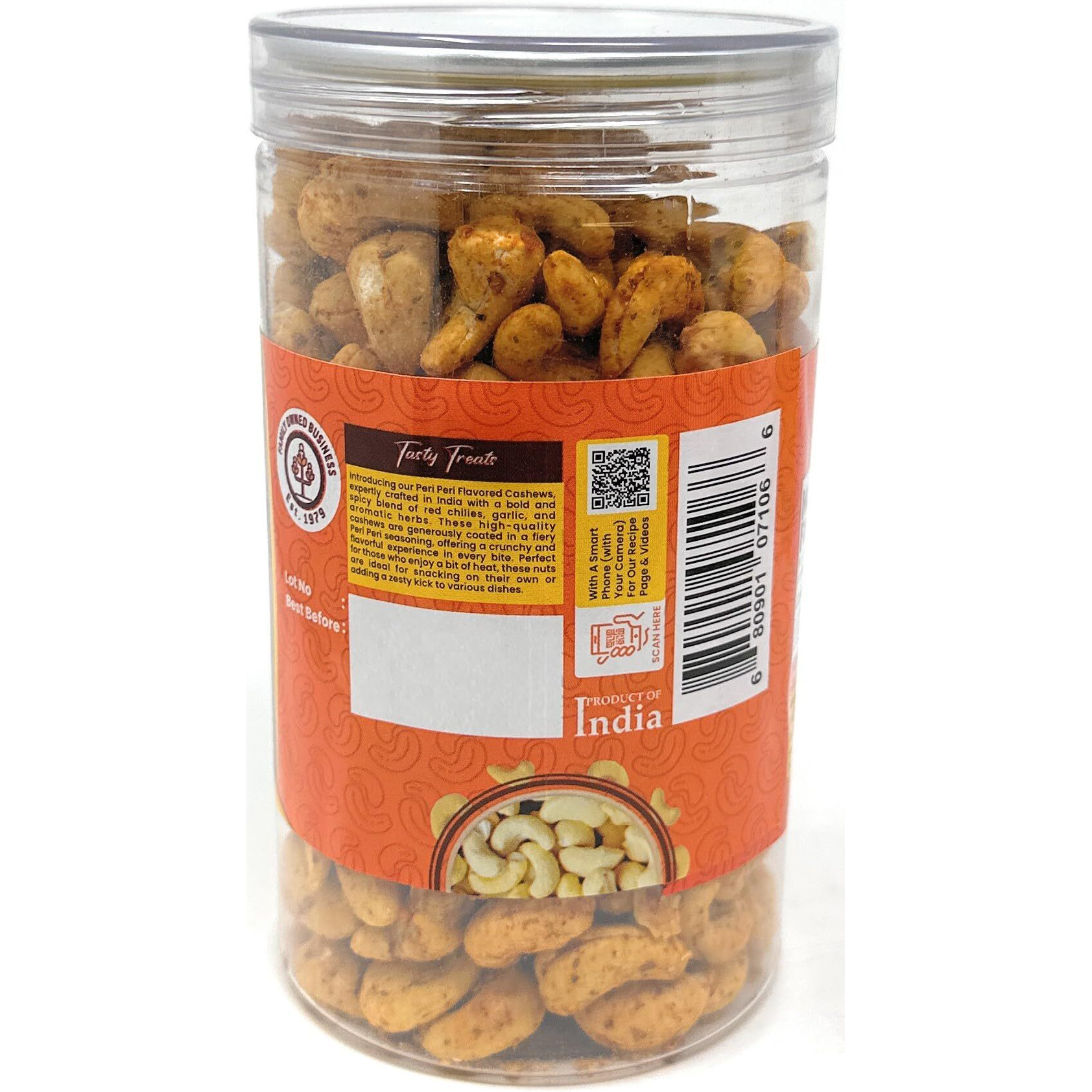 Rani Peri Peri Roasted Cashews 14oz (400g) PET Jar, Pack of 6, Non-Fried, Oil Free ~ All Natural, Vegan, Gluten Friendly, NON-GMO, Kosher, Air Roasted, Crunchy & Flavorful