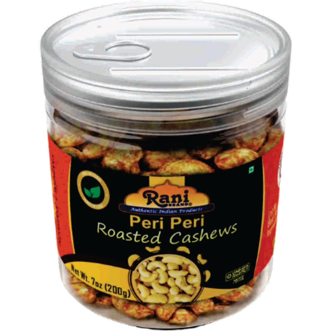 Rani Peri Peri Roasted Cashews 7oz (200g) PET Jar, Non-Fried, Oil Free ~ All Natural, Vegan, Gluten Friendly, NON-GMO, Kosher, Air Roasted, Crunchy & Flavorful