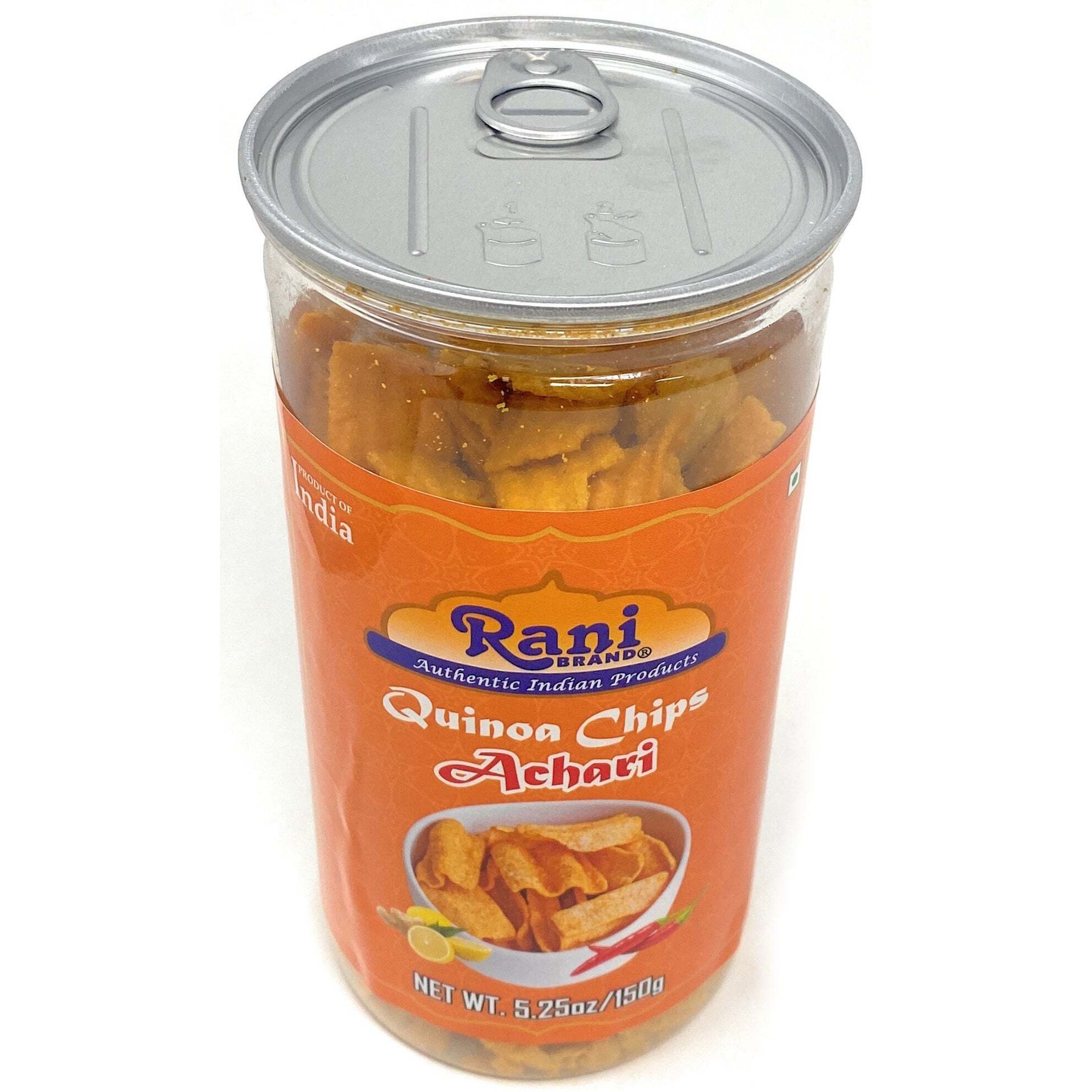 Rani Quinoa Chips Achari 5.25oz (150g) Vacuum Sealed, Easy Open Top, Resealable Container ~ Indian Tasty Treats, Vegan, NON-GMO, Indian Origin & Taste