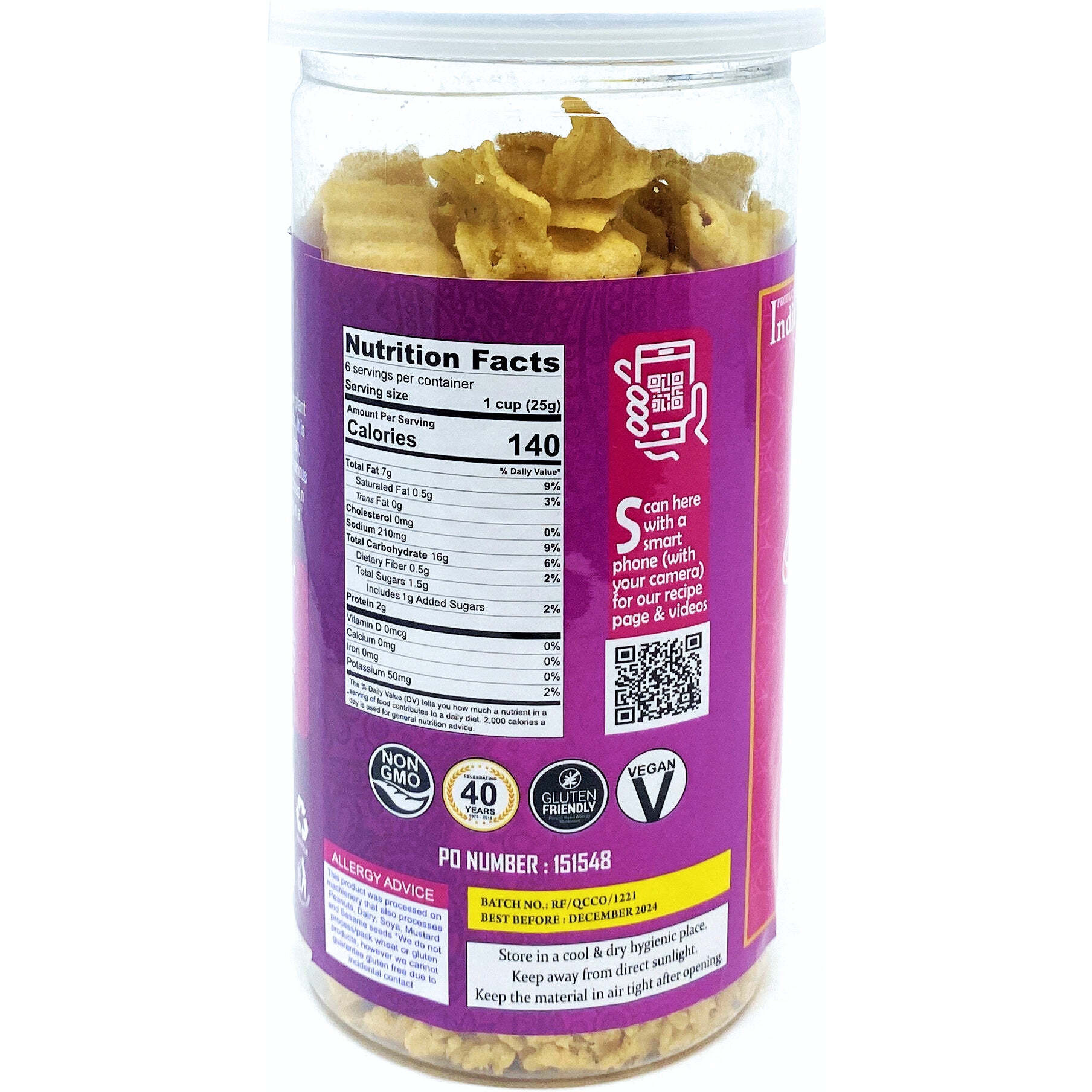 Rani Quinoa Chips Cream & Onion 5.25oz (150g) Vacuum Sealed, Easy Open Top, Resealable Container ~ Indian Tasty Treats, Vegan, NON-GMO, Indian Origin & Taste