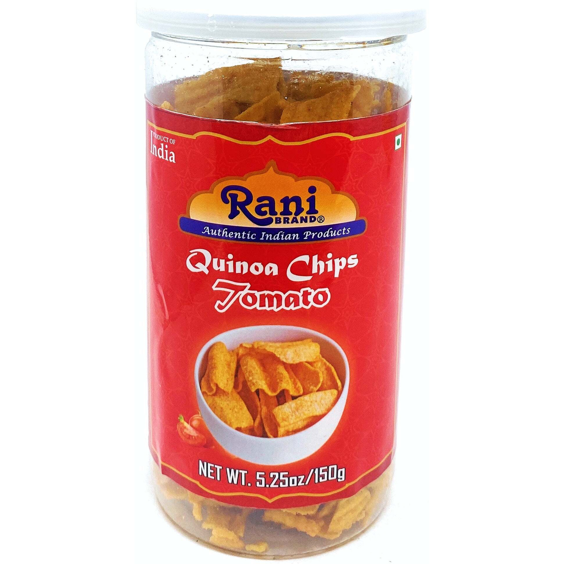 Rani Quinoa Chips Tomato 5.25oz (150g) Vacuum Sealed, Easy Open Top, Resealable Container ~ Indian Tasty Treats, Vegan, NON-GMO, Indian Origin & Taste