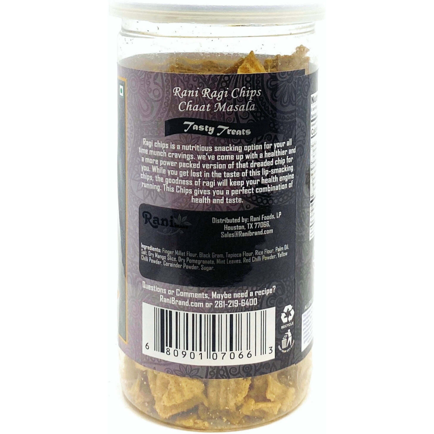 Rani Ragi Chips Chaat Masala 5.25oz (150g) Vacuum Sealed, Easy Open Top, Resealable Container ~ Indian Tasty Treats, Vegan, NON-GMO, Indian Origin & Taste