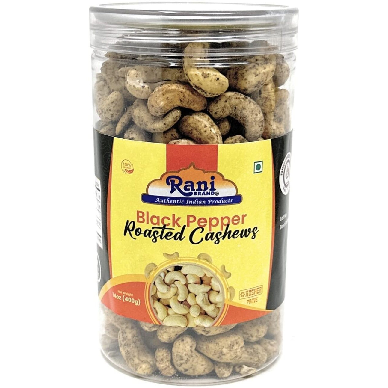 Rani Roasted Cashews Variety Pack (Salted, Black Pepper, Peri Peri) 14oz (400g) Pack of 3, PET Jar, Non-Fried, Oil Free ~ All Natural, Vegan, Gluten Friendly, NON-GMO, Kosher, Air Roasted