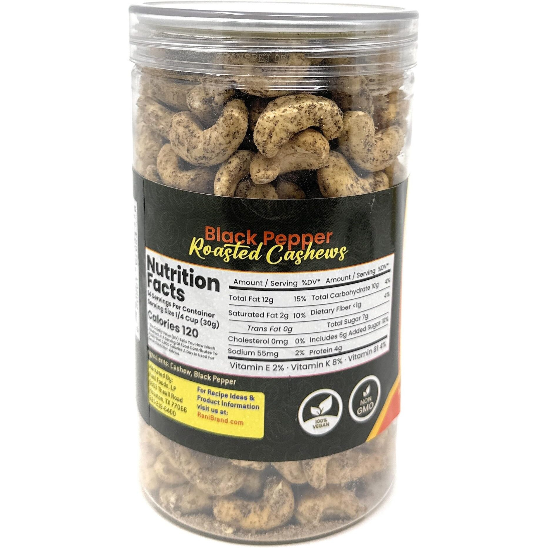 Rani Roasted Cashews Variety Pack (Salted, Black Pepper, Peri Peri) 14oz (400g) Pack of 3, PET Jar, Non-Fried, Oil Free ~ All Natural, Vegan, Gluten Friendly, NON-GMO, Kosher, Air Roasted