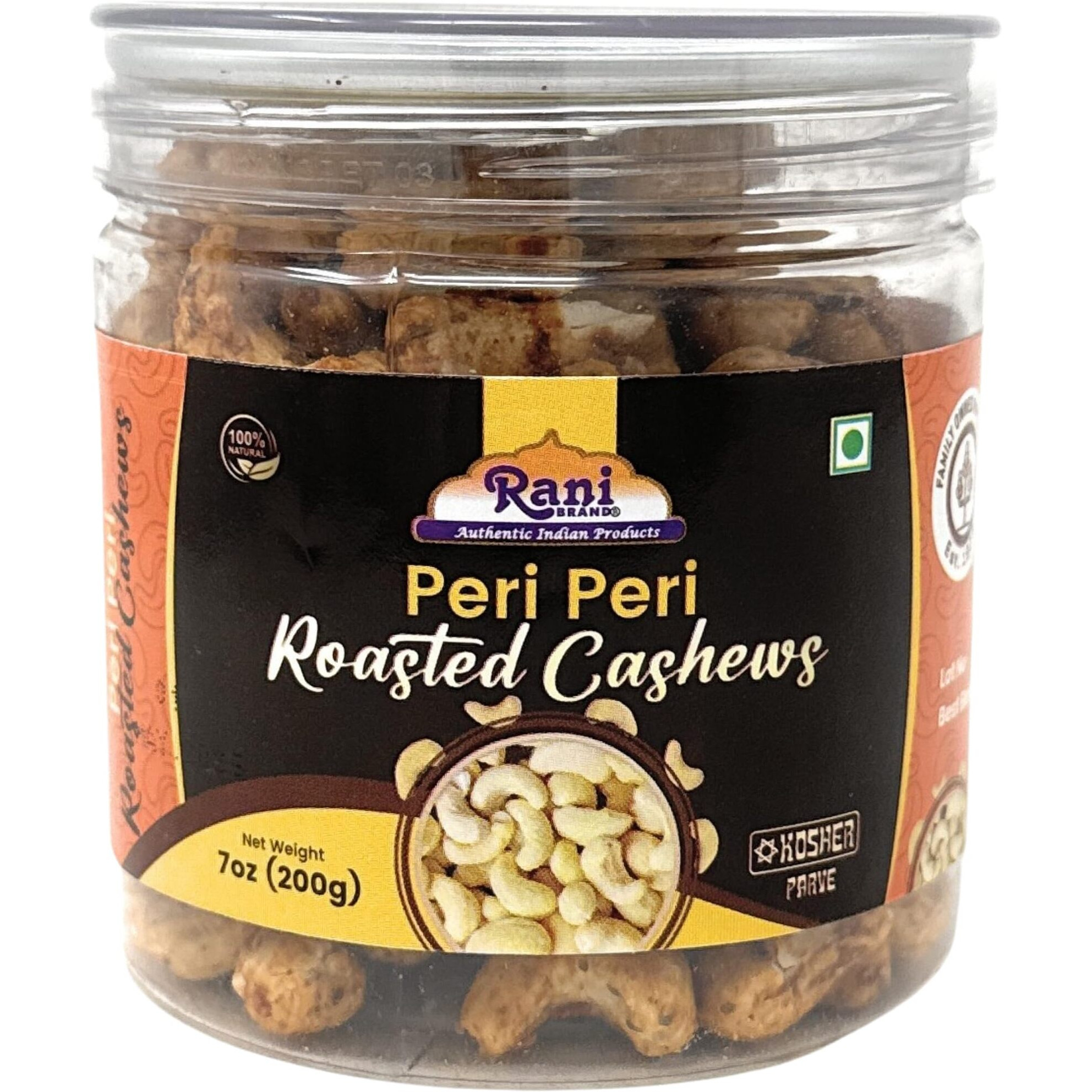 Rani Roasted Cashews Variety Pack (Salted, Black Pepper, Peri Peri) 7oz (200g) Pack of 3, PET Jar, Non-Fried, Oil Free ~ All Natural, Vegan, Gluten Friendly, NON-GMO, Kosher, Air Roasted