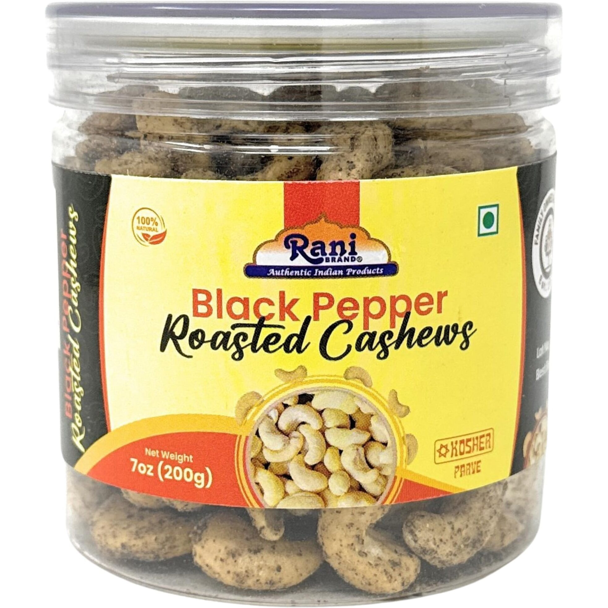 Rani Roasted Cashews Variety Pack (Salted, Black Pepper, Peri Peri) 7oz (200g) Pack of 3, PET Jar, Non-Fried, Oil Free ~ All Natural, Vegan, Gluten Friendly, NON-GMO, Kosher, Air Roasted