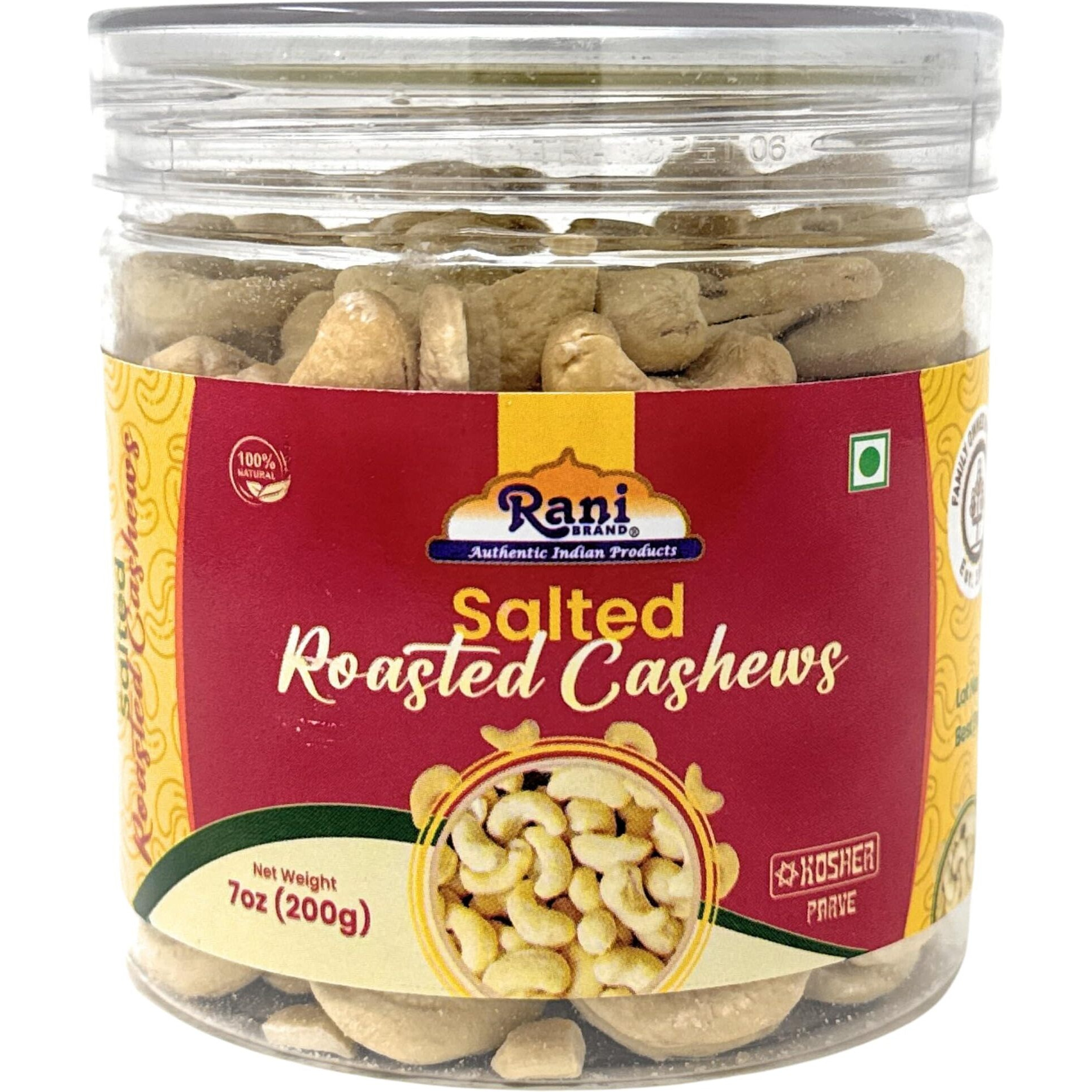 Rani Roasted Cashews Variety Pack (Salted, Black Pepper, Peri Peri) 7oz (200g) Pack of 3, PET Jar, Non-Fried, Oil Free ~ All Natural, Vegan, Gluten Friendly, NON-GMO, Kosher, Air Roasted