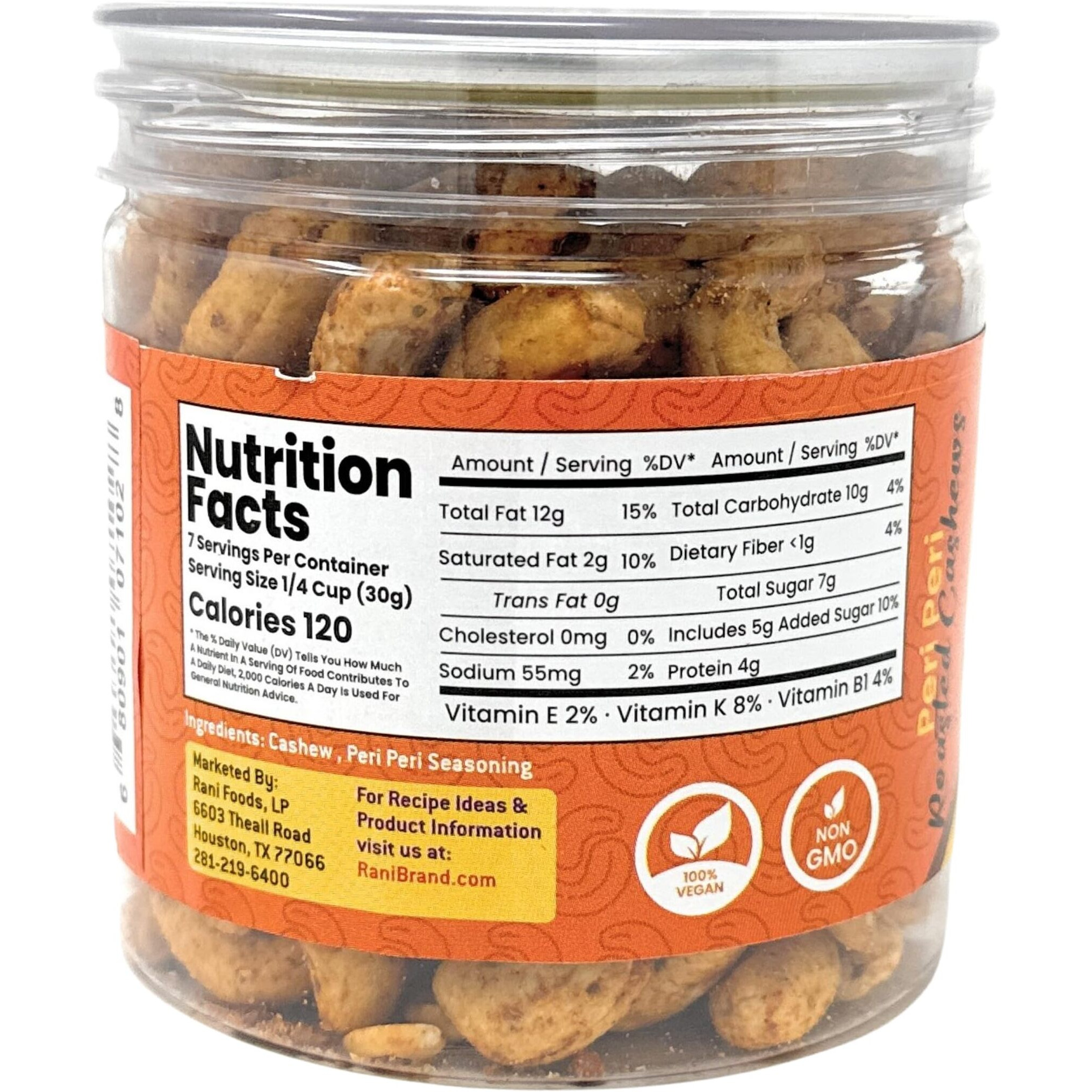 Rani Roasted Cashews Variety Pack (Salted, Black Pepper, Peri Peri) 7oz (200g) Pack of 3, PET Jar, Non-Fried, Oil Free ~ All Natural, Vegan, Gluten Friendly, NON-GMO, Kosher, Air Roasted