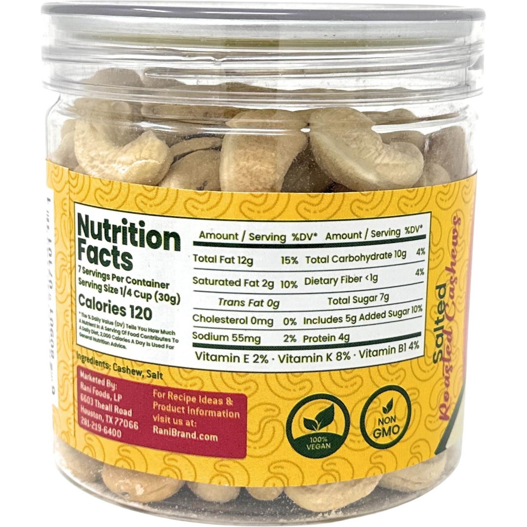 Rani Roasted Cashews Variety Pack (Salted, Black Pepper, Peri Peri) 7oz (200g) Pack of 3, PET Jar, Non-Fried, Oil Free ~ All Natural, Vegan, Gluten Friendly, NON-GMO, Kosher, Air Roasted