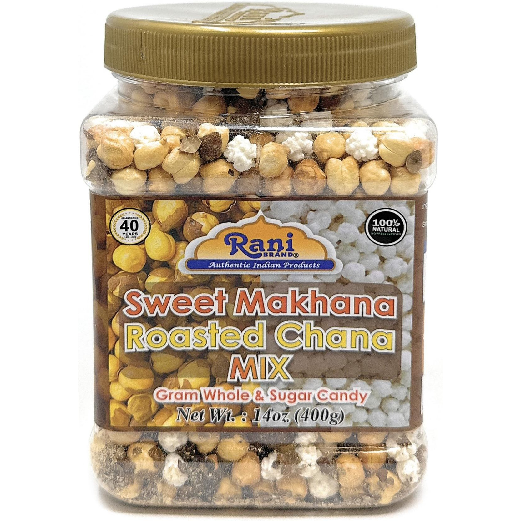 Rani Roasted Chana (Chickpeas) Sweet Mix Flavor 14oz (400g) PET Jar ~ All Natural, Vegan, No Preservatives, Gluten Friendly, Indian Origin, Ready to Eat (Size 14oz (400g))