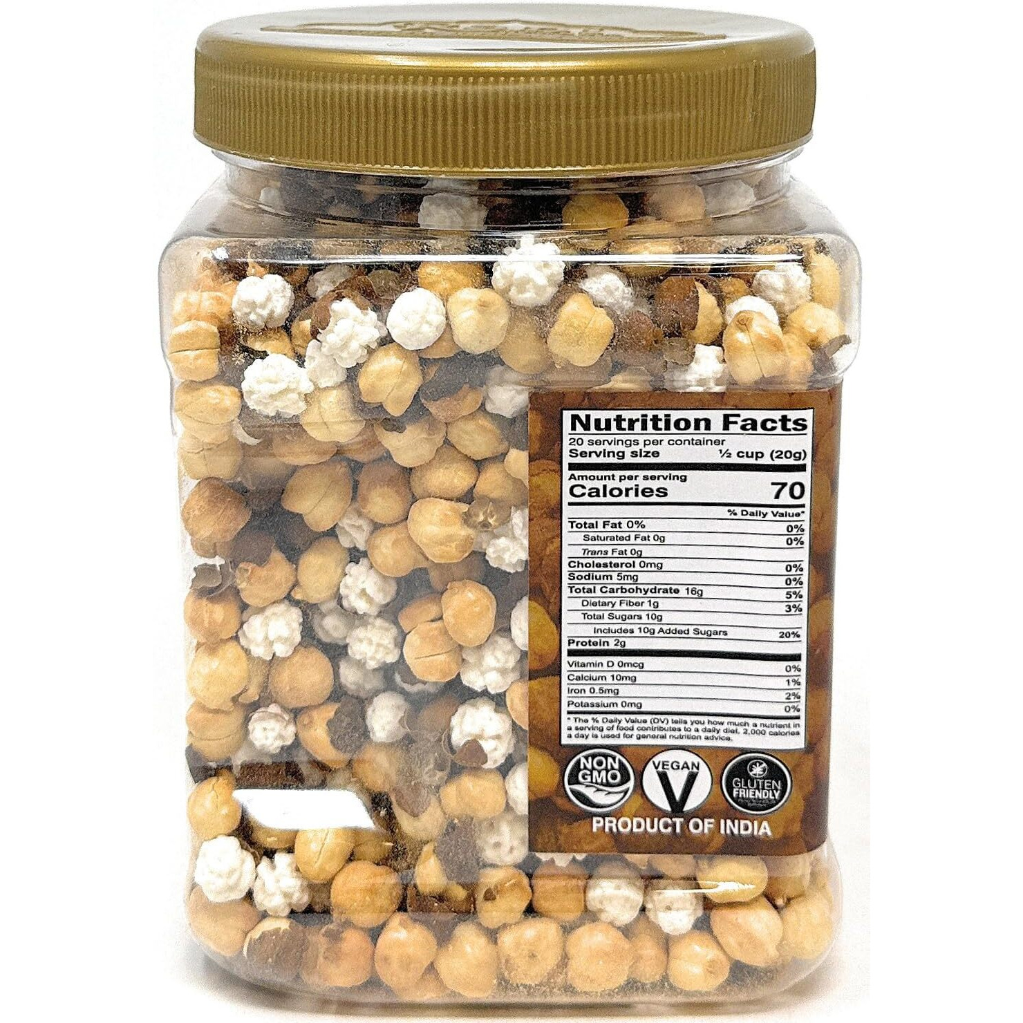 Rani Roasted Chana (Chickpeas) Sweet Mix Flavor 14oz (400g) PET Jar ~ All Natural, Vegan, No Preservatives, Gluten Friendly, Indian Origin, Ready to Eat (Size 14oz (400g))