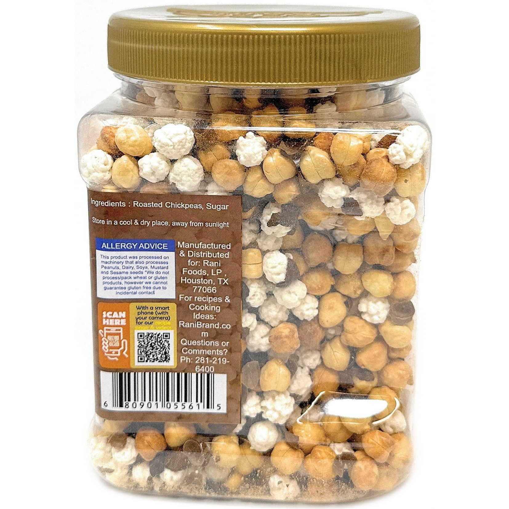 Rani Roasted Chana (Chickpeas) Sweet Mix Flavor 14oz (400g) PET Jar ~ All Natural, Vegan, No Preservatives, Gluten Friendly, Indian Origin, Ready to Eat (Size 14oz (400g))