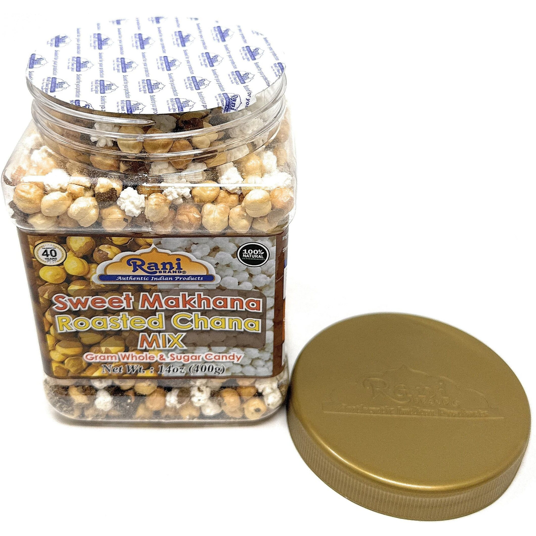 Rani Roasted Chana (Chickpeas) Sweet Mix Flavor 14oz (400g) PET Jar ~ All Natural, Vegan, No Preservatives, Gluten Friendly, Indian Origin, Ready to Eat (Size 14oz (400g))
