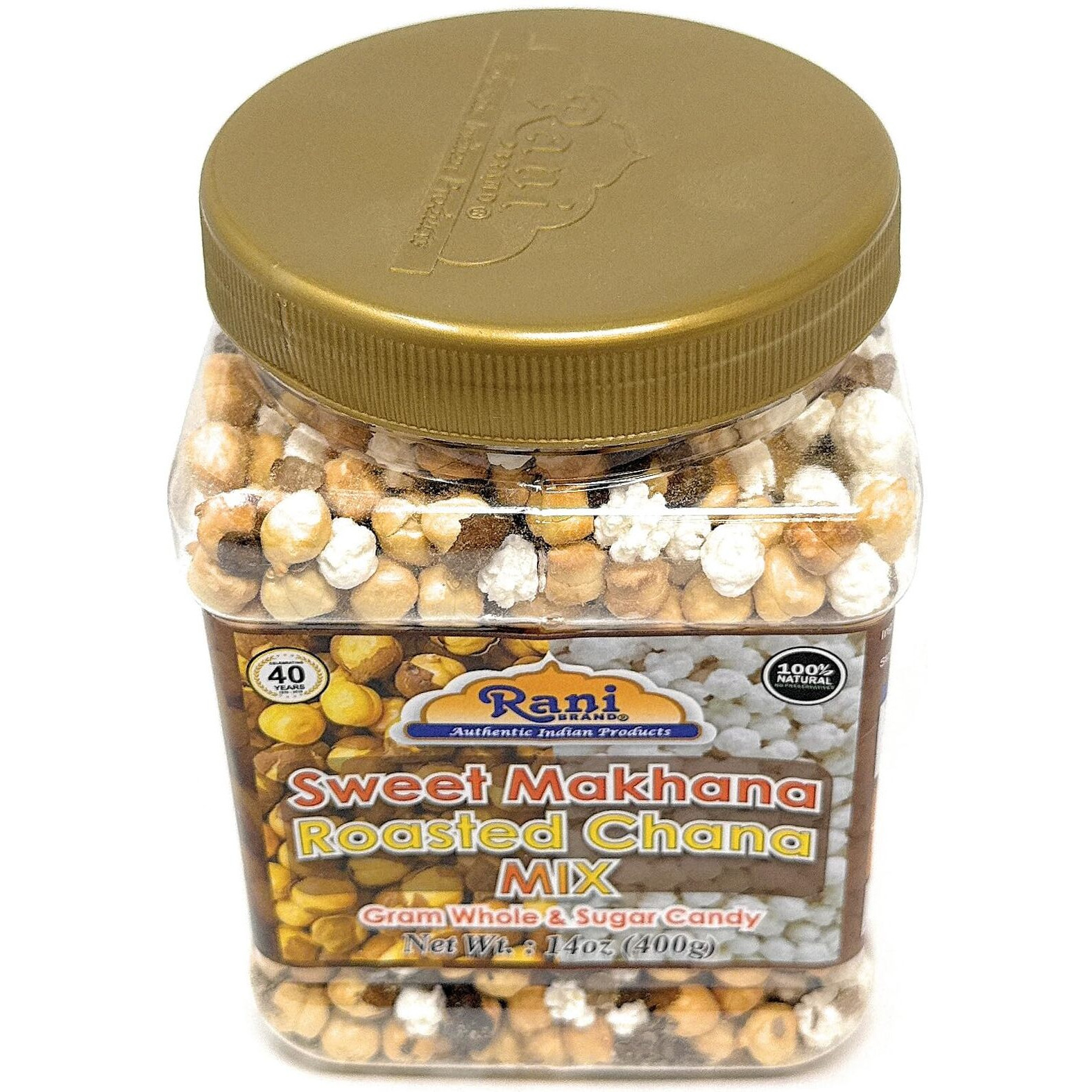 Rani Roasted Chana (Chickpeas) Sweet Mix Flavor 14oz (400g) PET Jar ~ All Natural, Vegan, No Preservatives, Gluten Friendly, Indian Origin, Ready to Eat (Size 14oz (400g))
