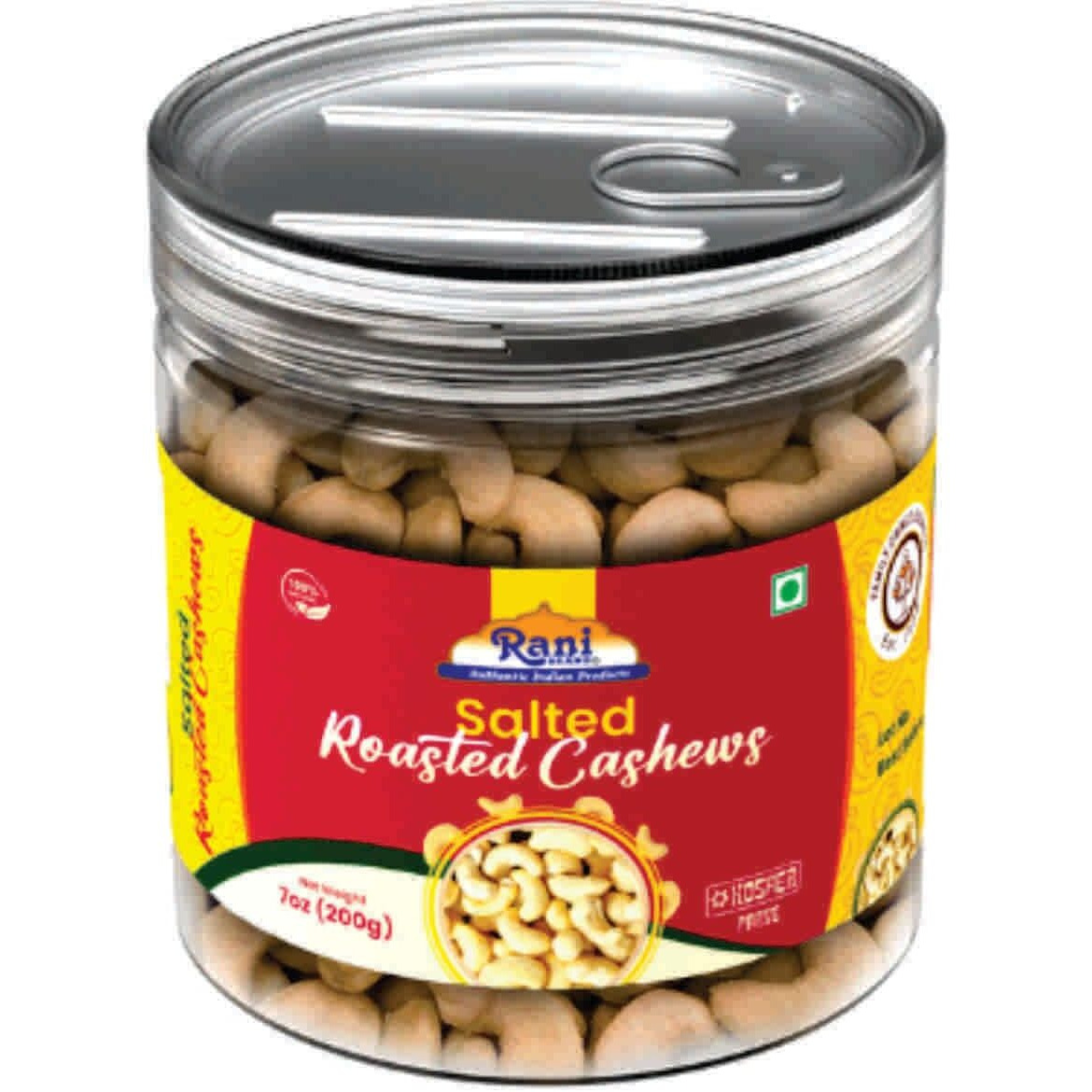 Rani Salted Roasted Cashews 7oz (200g) PET Jar, Non-Fried, Oil Free ~ All Natural, Vegan, Gluten Friendly, NON-GMO, Kosher, Air Roasted, Crunchy & Flavorful (Size 7oz (200g))