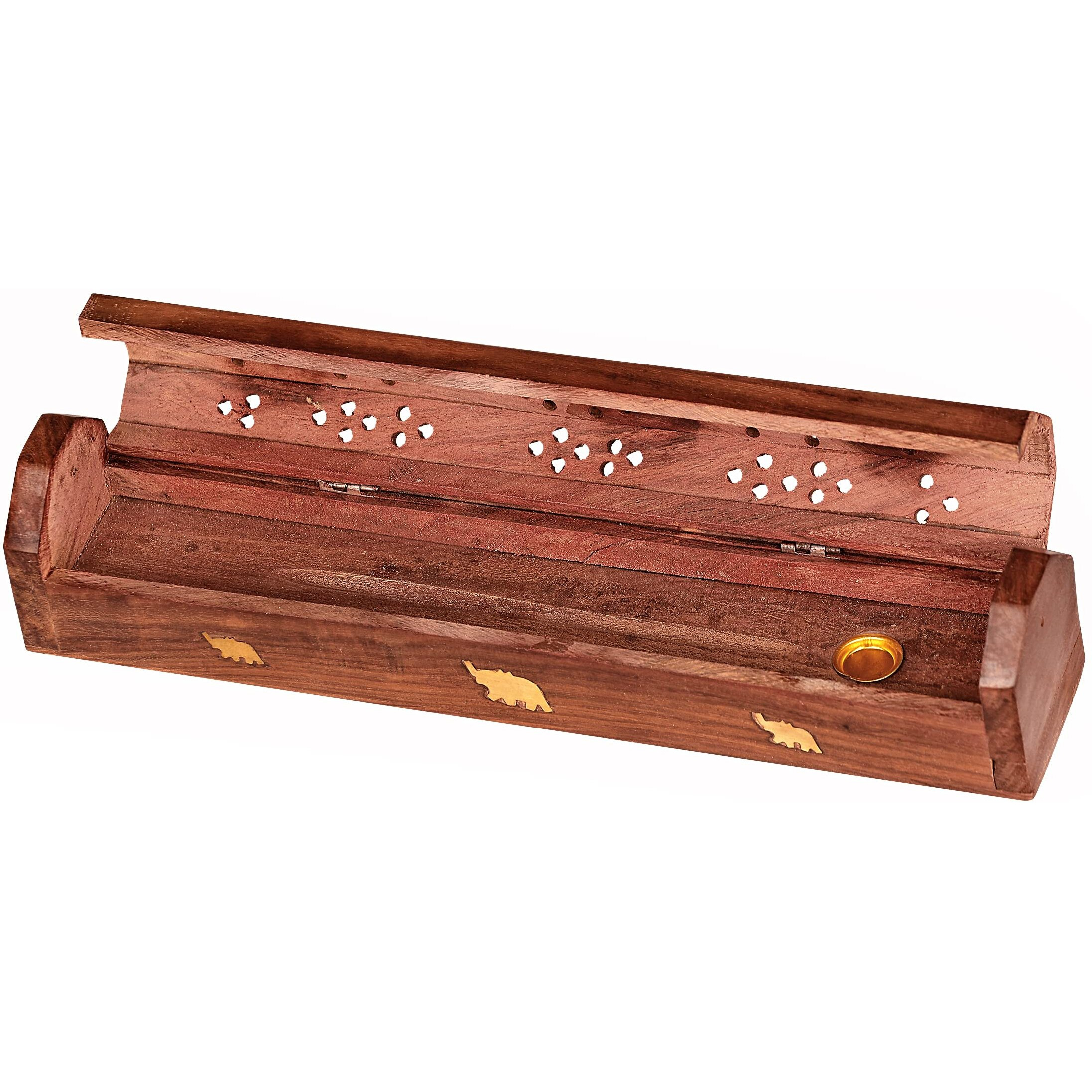 Rani Incense Burner Box (Premium Hand Carved Wood) Incense Stick Holder, Ash Catcher, Ideal for Meditation and Home Dcor, Ritual Purpose, Makes a Great Gift