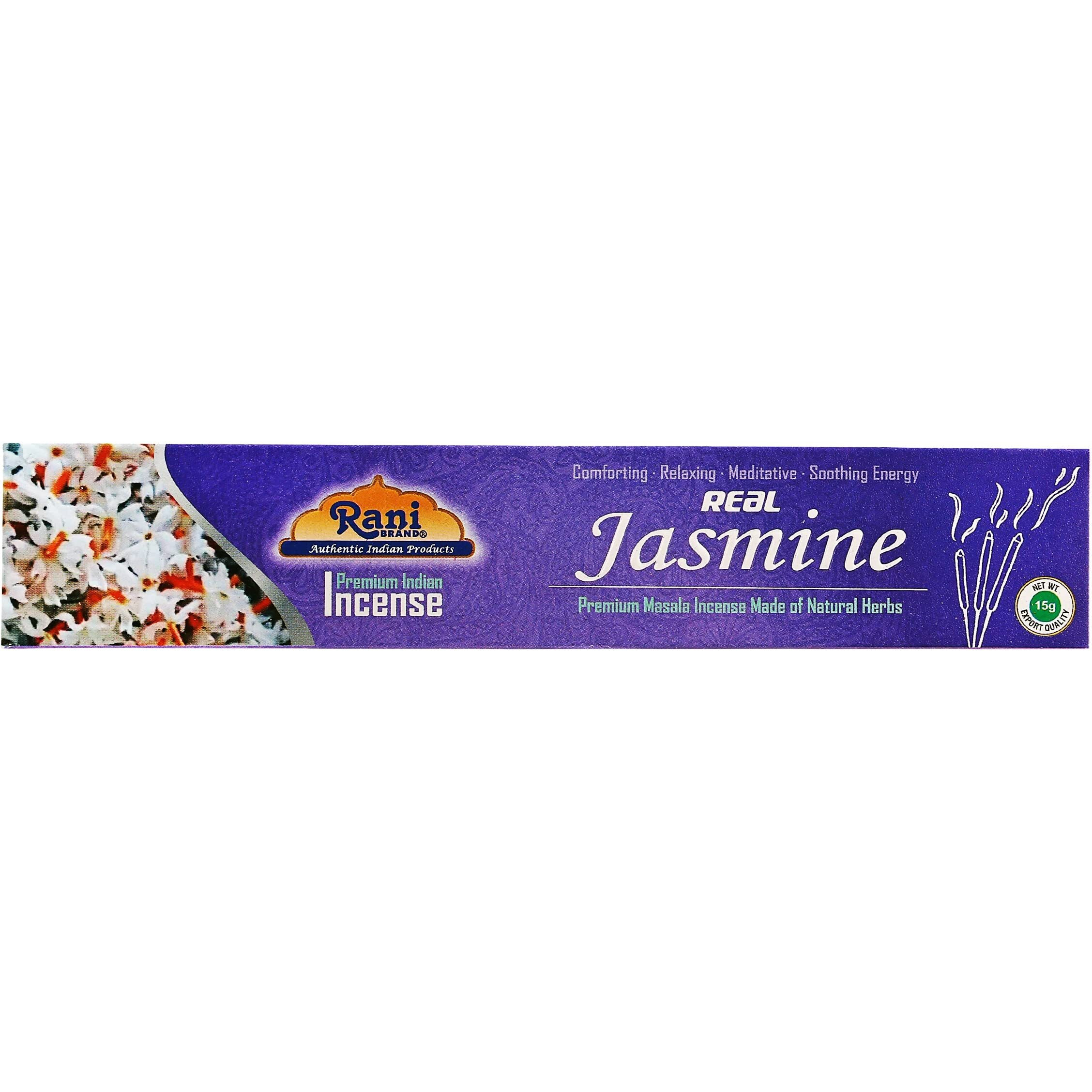 Rani Jasmine Incense (Premium Masala Incense Made of Natural Herbs) 15g x 10 Packets ~ Total of 100 Incense Sticks, for Puja Purposes, Indian Origin