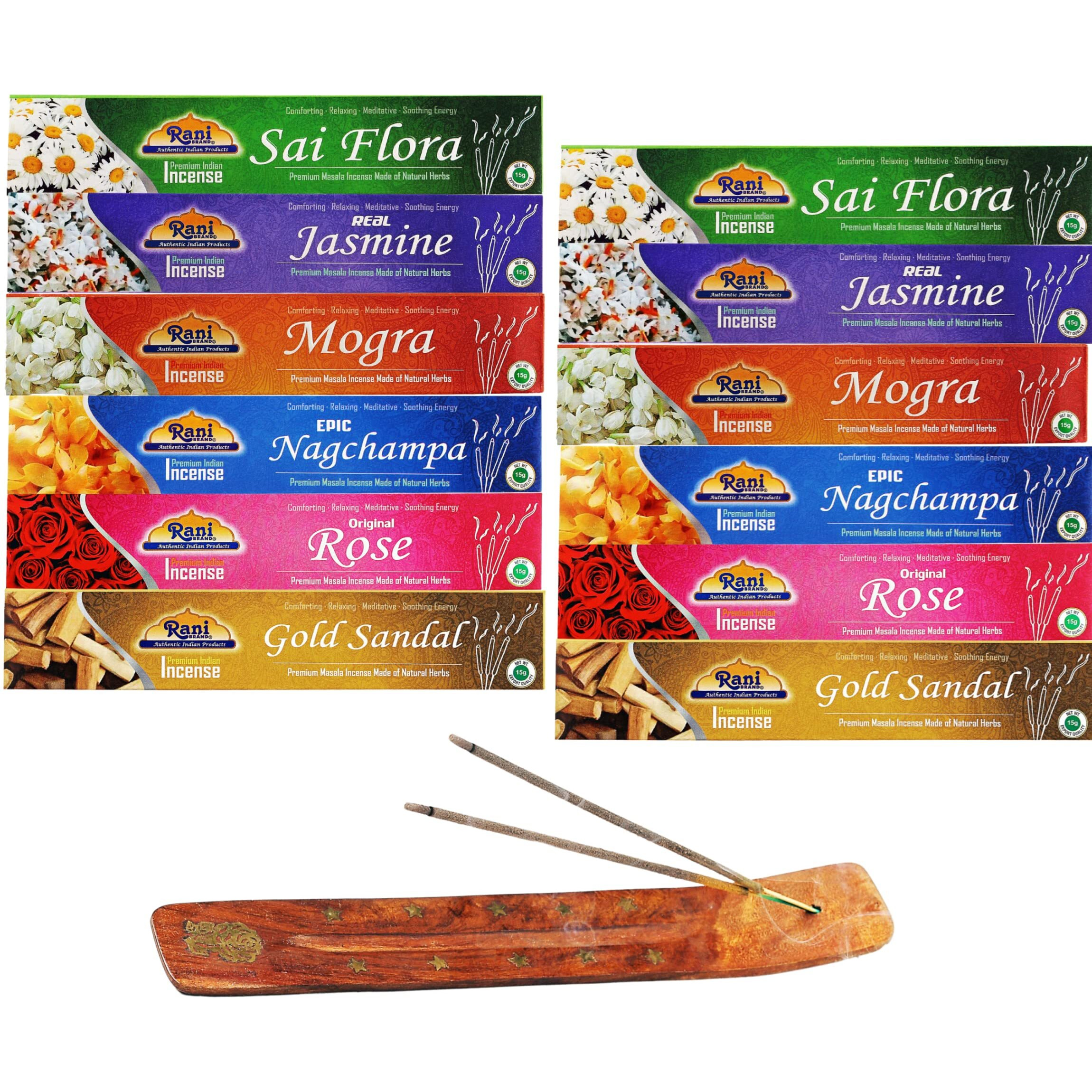 Rani Multi Pack Incense (Premium Masala Incense Made of Natural Herbs) 2 of Each Scents (Total of 12 Packets) ~ Total of 120 Incense Sticks, for Puja Purposes, Indian Origin