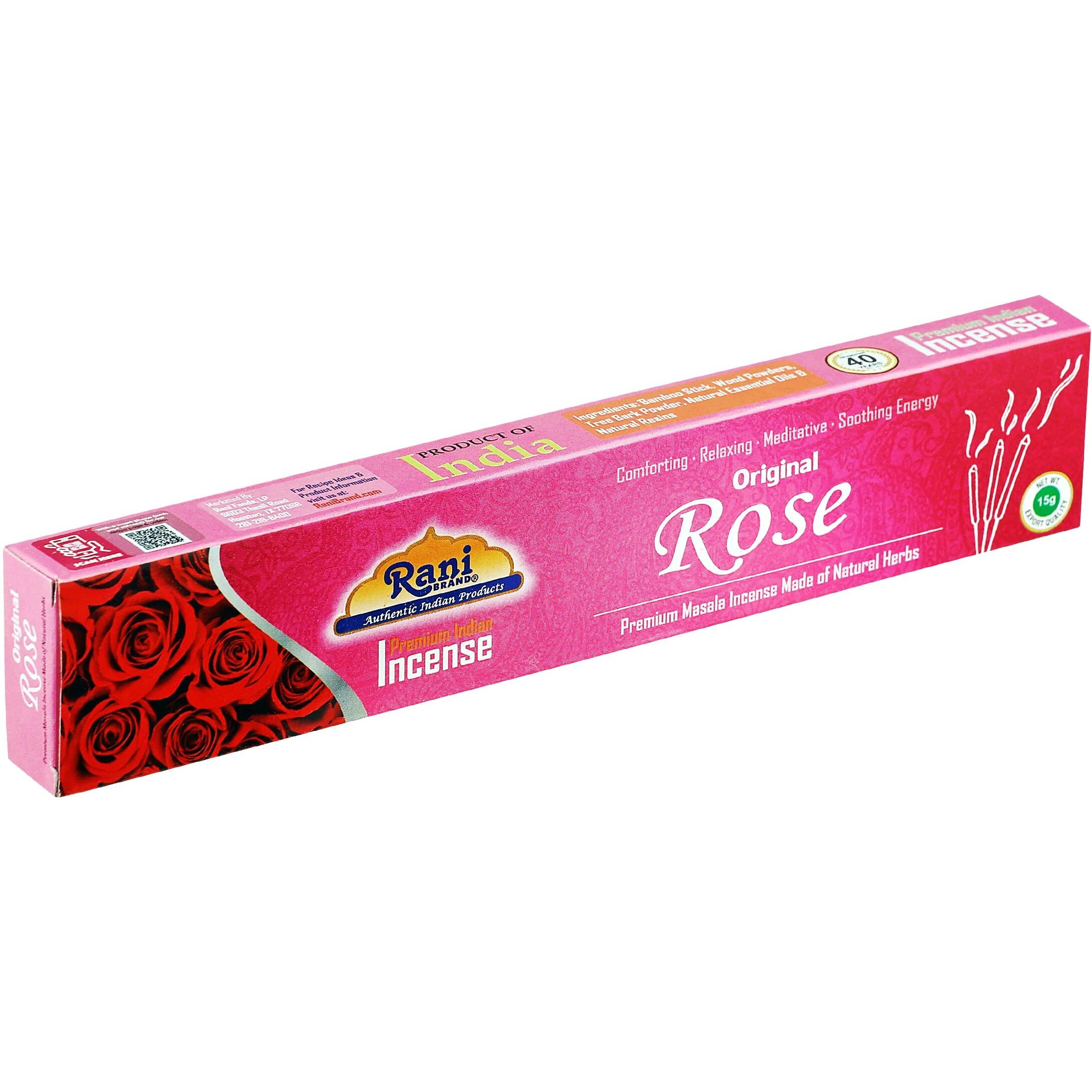 Rani Original Rose Incense (Premium Masala Incense Made of Natural Herbs) 15g x 10 Packets ~ Total of 100 Incense Sticks, for Puja Purposes, Indian Origin