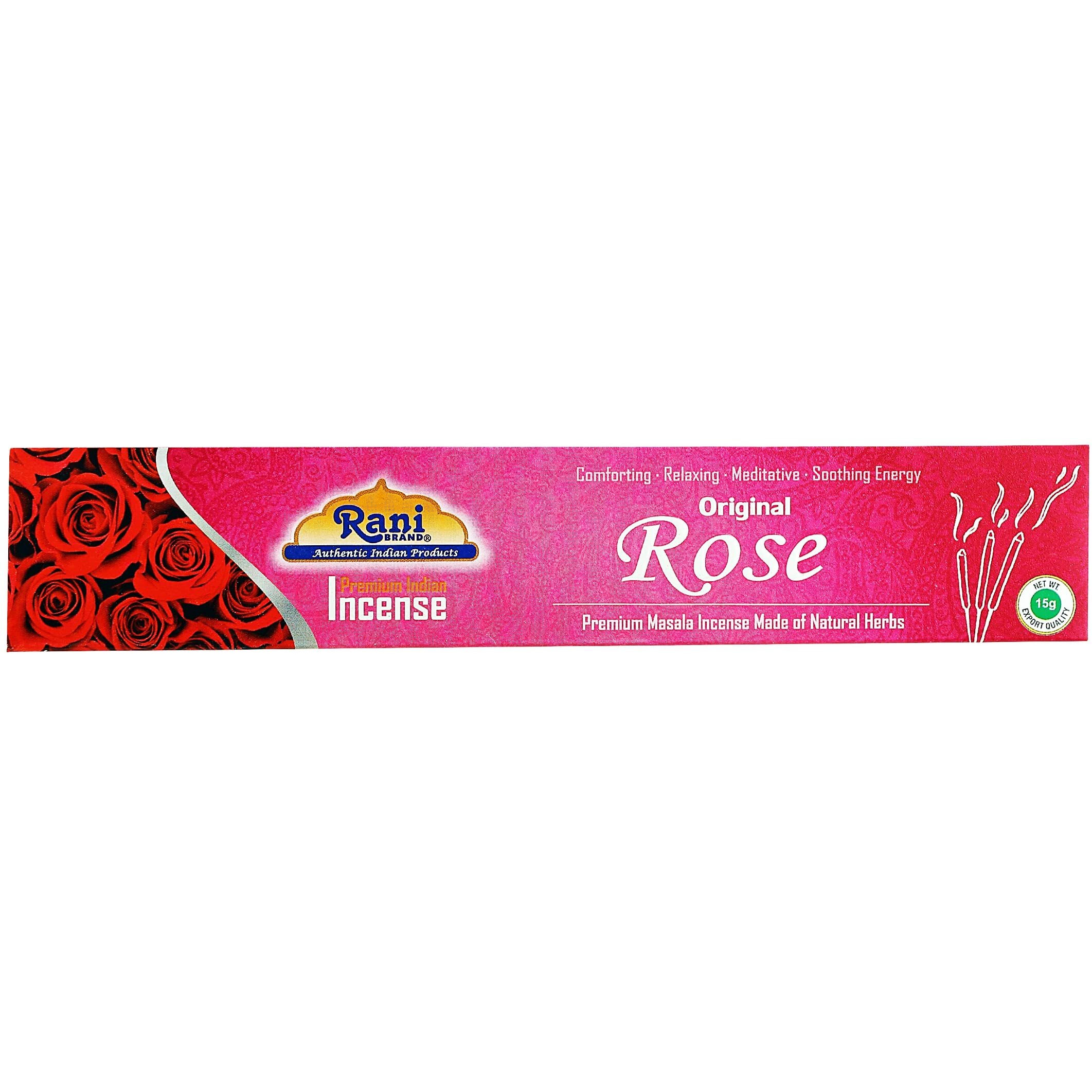Rani Original Rose Incense (Premium Masala Incense Made of Natural Herbs) 15g x 10 Packets ~ Total of 100 Incense Sticks, for Puja Purposes, Indian Origin