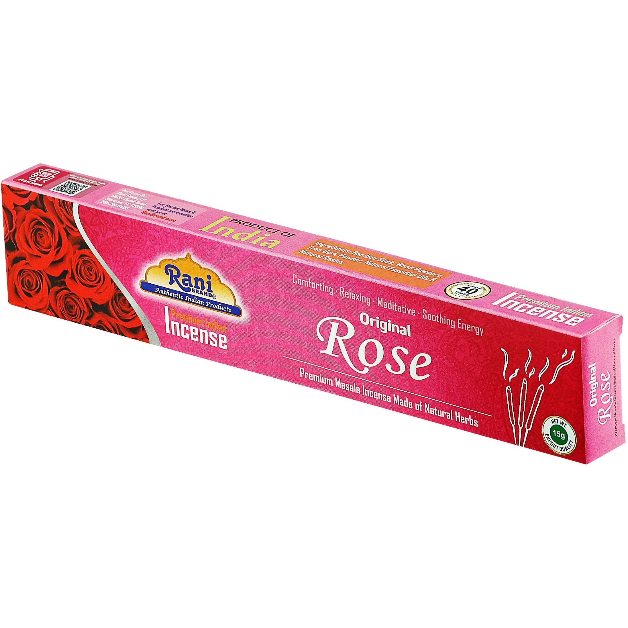 Rani Original Rose Incense (Premium Masala Incense Made of Natural Herbs) 15g x 10 Packets ~ Total of 100 Incense Sticks, for Puja Purposes, Indian Origin