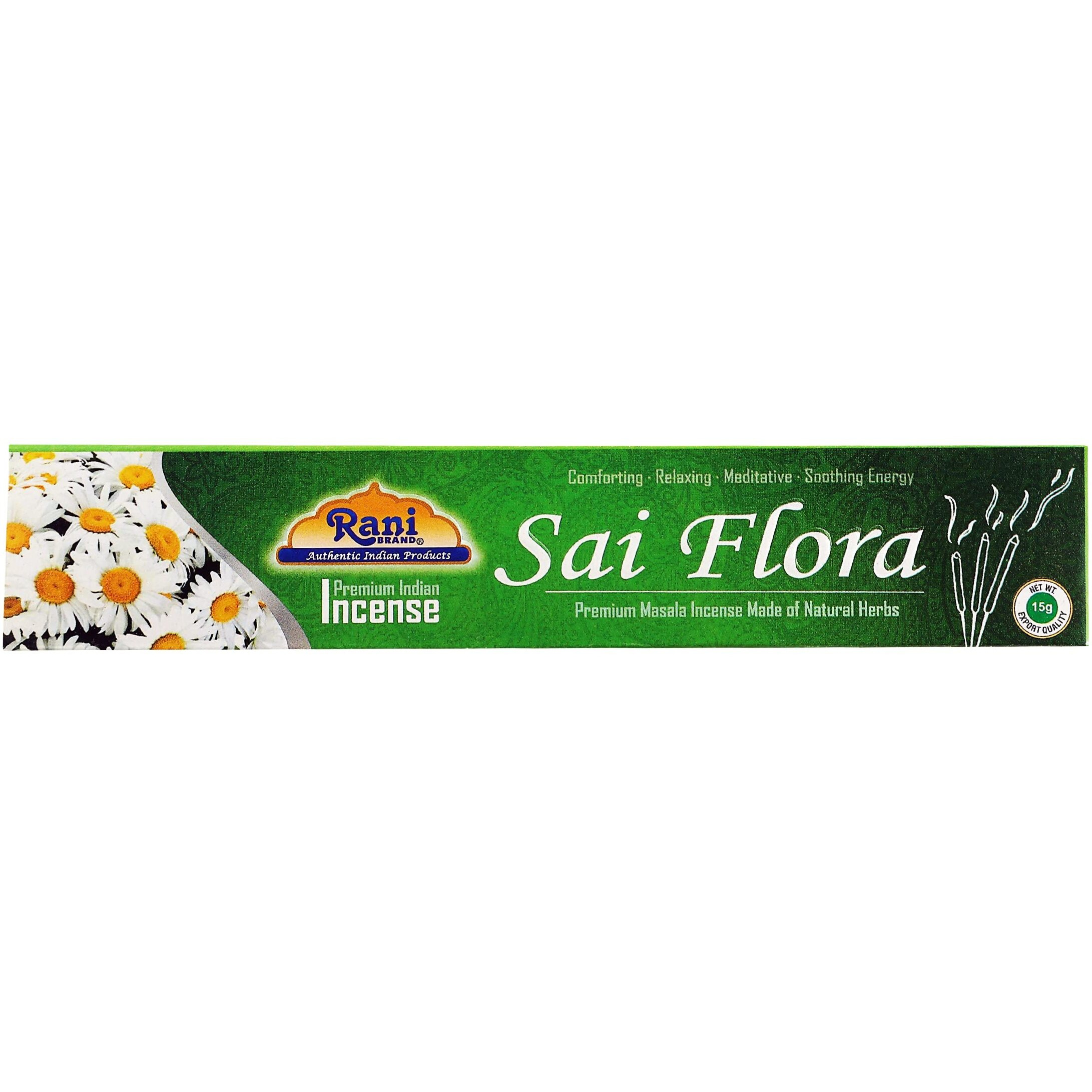 Rani Sai Flora Incense (Premium Masala Incense Made of Natural Herbs) 15g x 10 Packets ~ Total of 100 Incense Sticks, for Puja Purposes, Indian Origin