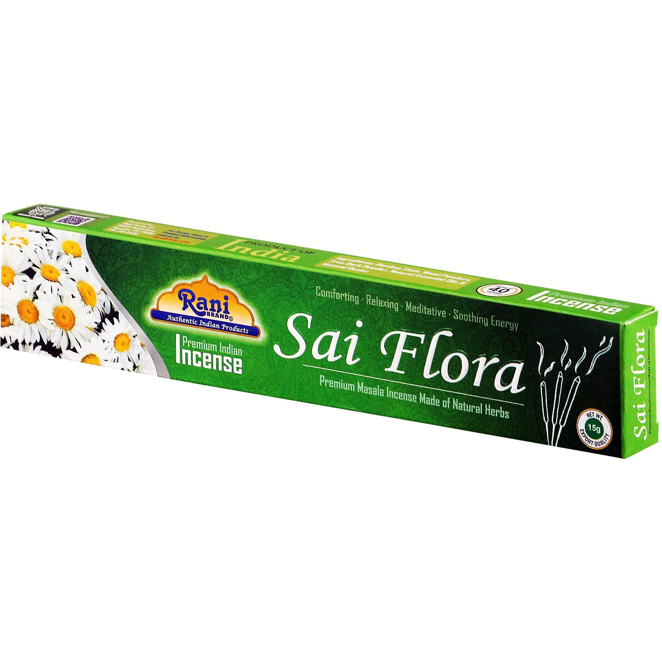 Rani Sai Flora Incense (Premium Masala Incense Made of Natural Herbs) 15g x 10 Packets ~ Total of 100 Incense Sticks, for Puja Purposes, Indian Origin