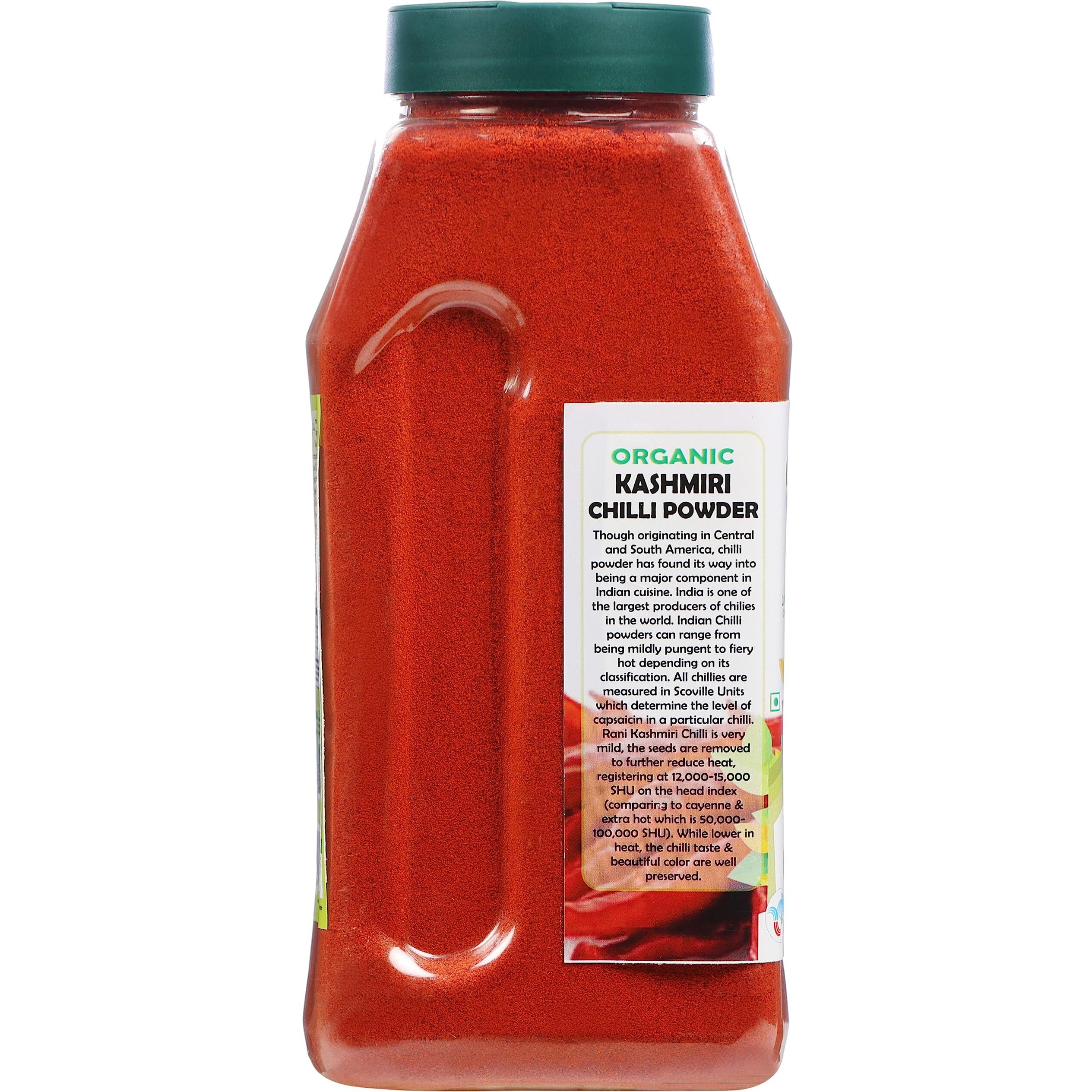 Rani Organic Kashmiri Chilli Powder (Deggi Mirch, Low Heat) 16oz (1lb) 454g PET Jar ~ All Natural , Vegan , Gluten Friendly , NON-GMO , Indian Origin , USDA Certified Organic