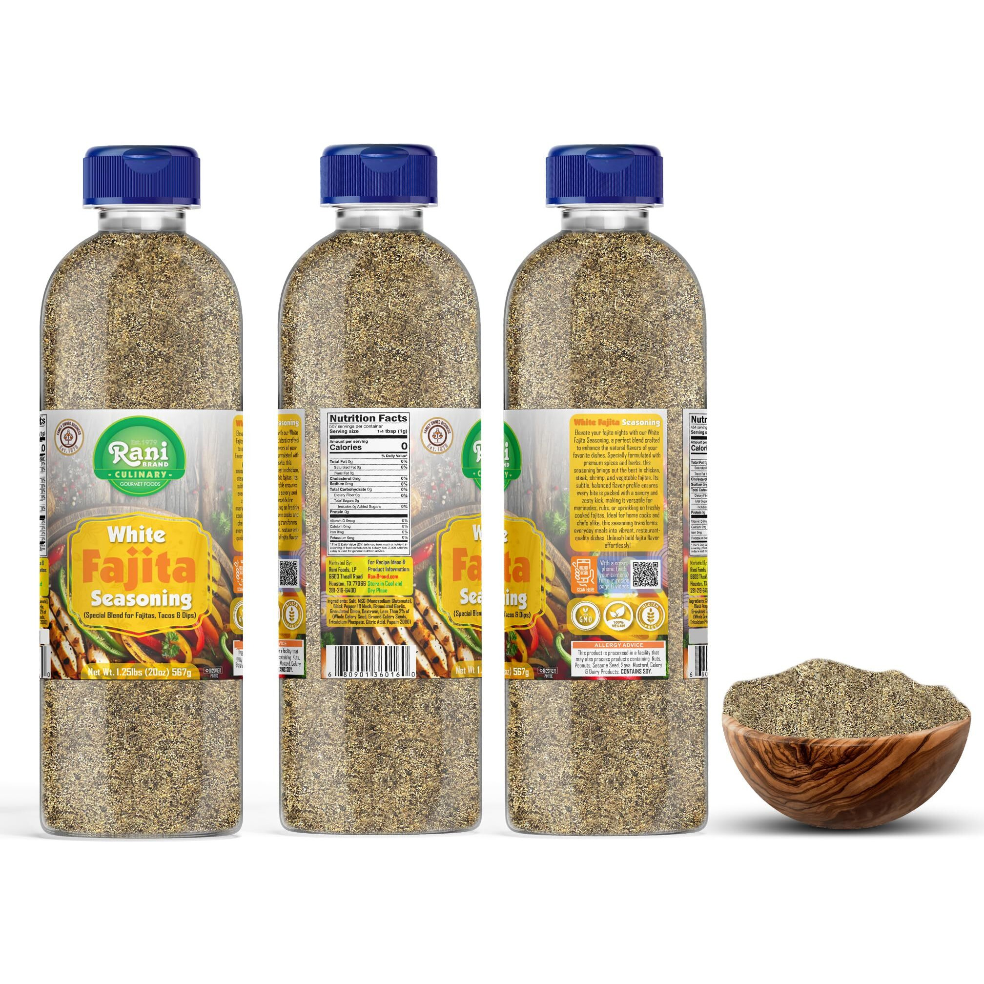 Rani White Fajita Seasoning (Special Blend for Fajitas, Tacos & Dips) 36oz (2.25lbs) 1.02kg PET Jar ~ All Natural, Gluten Friendly, NON-GMO, Kosher, Vegan, Indian Origin (Size 36oz (2.25lbs) 1.02kg)