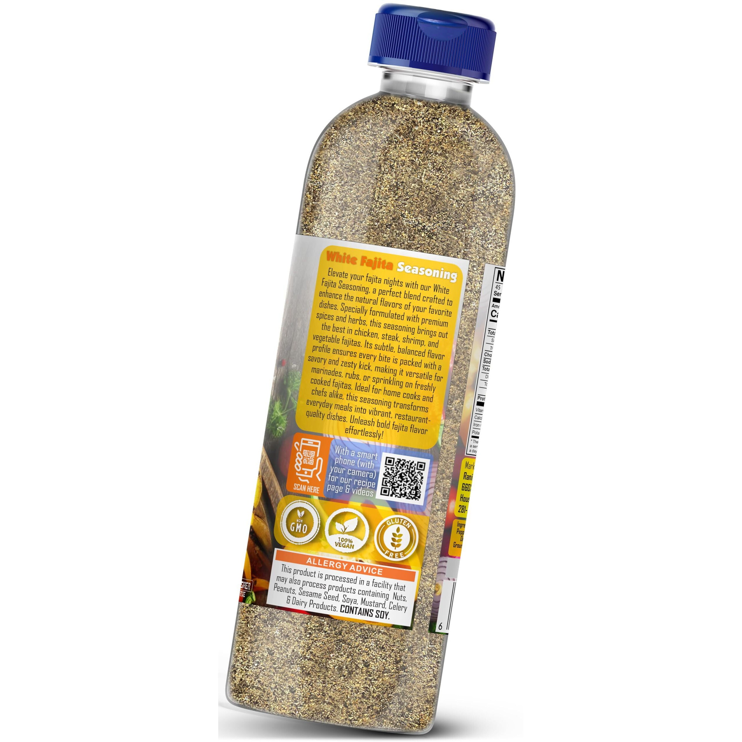 Rani White Fajita Seasoning (Special Blend for Fajitas, Tacos & Dips) 8oz (227g) PET Jar ~ All Natural, Gluten Friendly, NON-GMO, Kosher, Vegan, Indian Origin (Size 8oz (227g))