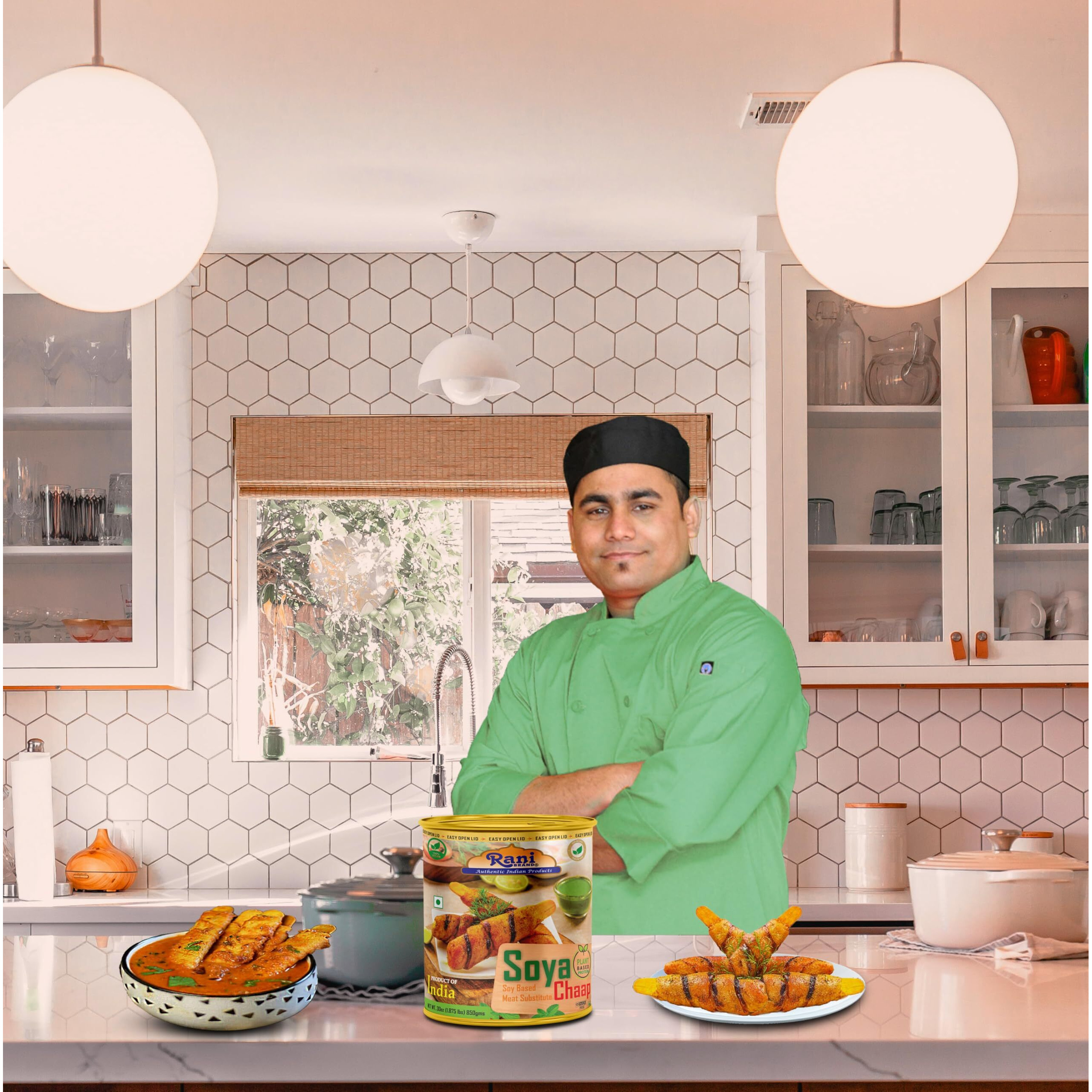 Rani Soya Chaap (Plant Based Protein) 30oz (1.875lbs) 850g, Pack of 6 ~ Easy Open Lid, All Natural, Vegan, No Colors, NON-GMO, Kosher, Indian Origin, Soy Based Meat Substitute (Size 30oz (1.875lbs) 850g)