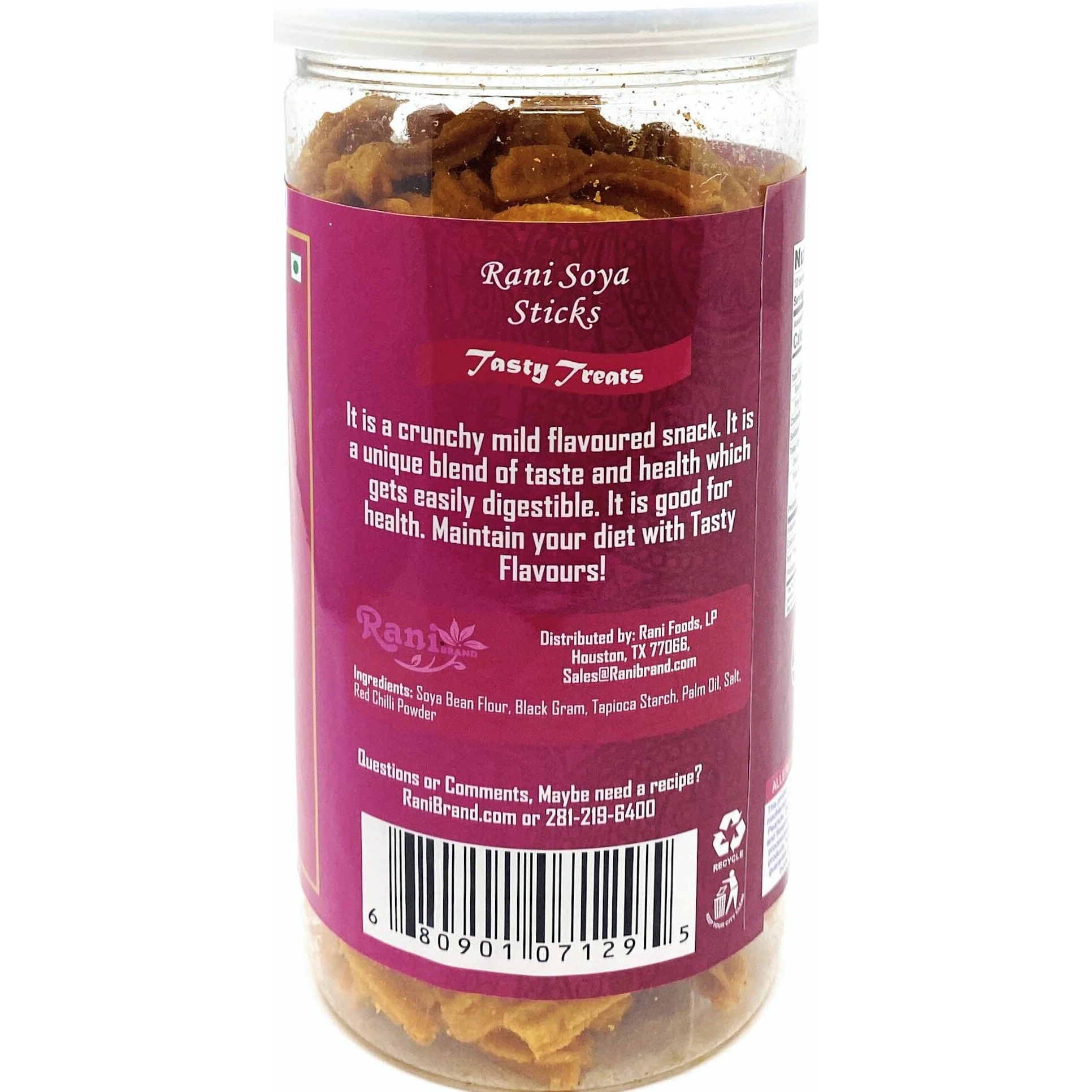 Rani Soya Sticks 5.25oz (150g) Vacuum Sealed, Easy Open Top, Resealable Container ~ Indian Tasty Treats, All Natural, Vegan, NON-GMO, Indian Origin (Size 5.25oz (150g))