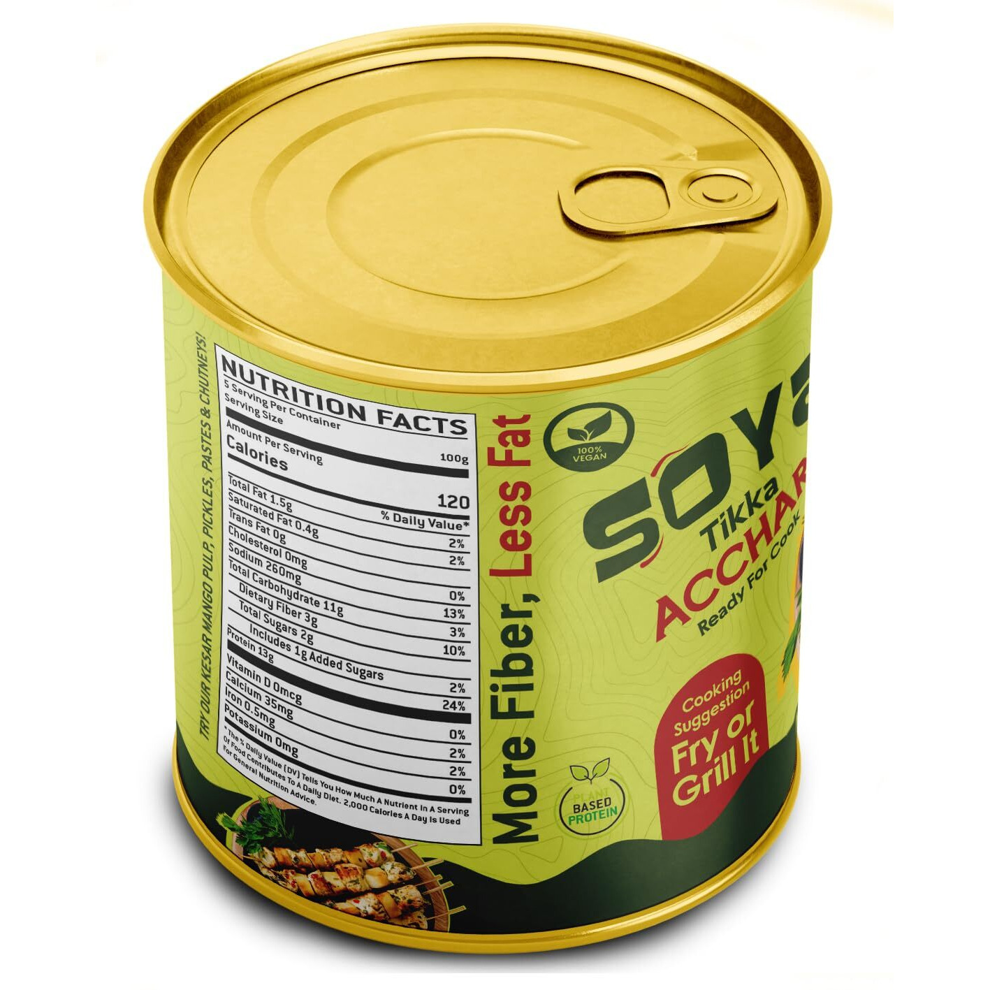 Rani Soya Tikka Achari 30oz (1.875lbs) 850g Ready for Cook ~ Easy Open Lid, All Natural, Vegan, No Colors, NON-GMO, Kosher, Indian Origin, Soy Based Meat Substitute (Size 30oz (1.875lbs) 850g)