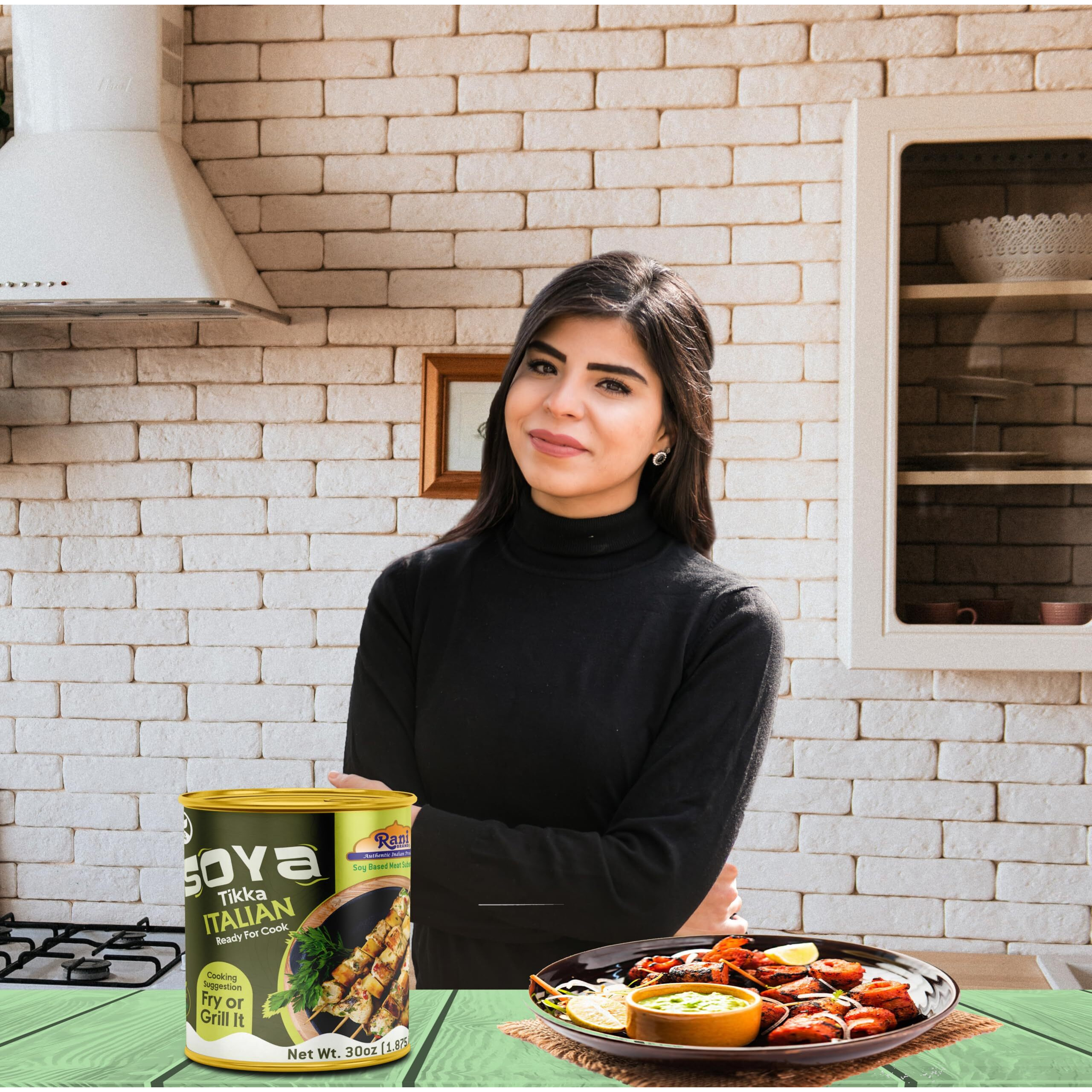 Rani Soya Tikka Italian 30oz (1.875lbs) 850g, Pack of 2, Ready for Cook ~ Easy Open Lid, All Natural, Vegan, No Colors, NON-GMO, Kosher, Indian Origin, Soy Based Meat Substitute (Size 30oz (1.875lbs) 850g)