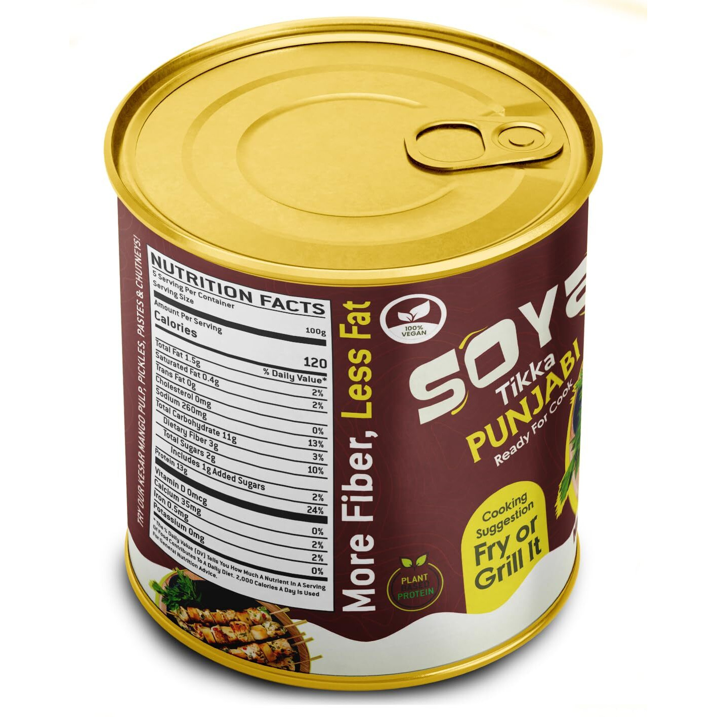 Rani Soya Tikka Punjabi 30oz (1.875lbs) 850g Ready for Cook ~ Easy Open Lid, All Natural, Vegan, No Colors, NON-GMO, Kosher, Indian Origin, Soy Based Meat Substitute (Size 30oz (1.875lbs) 850g)