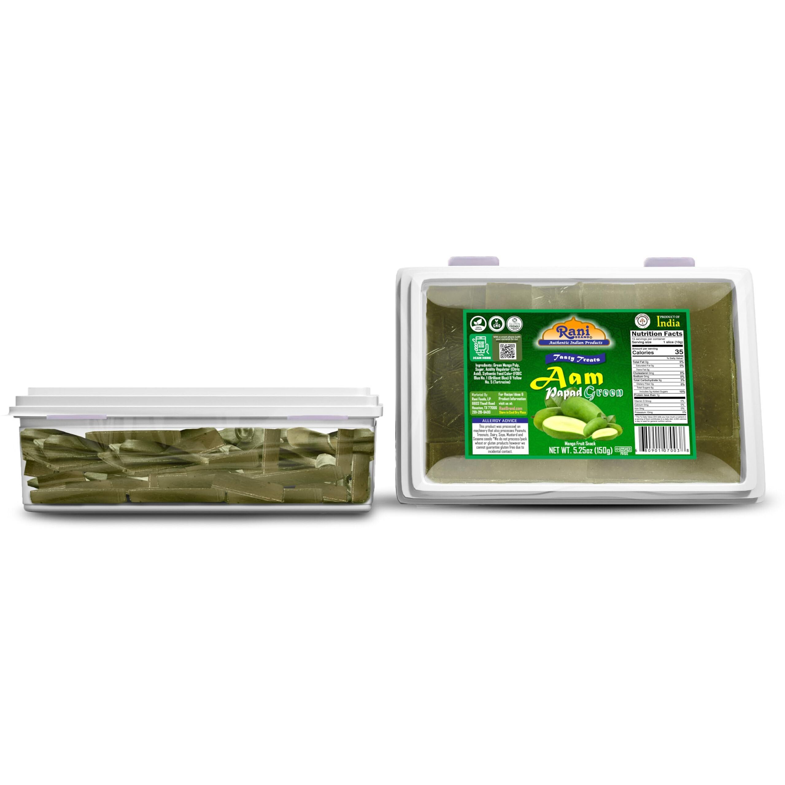 Rani Aam Papad (Mango Fruit Snack) Green Mango with Spice Mix 5.25oz (150g) ~ All Natural, Vegan, Gluten Friendly, Kosher, Indian Origin & Taste