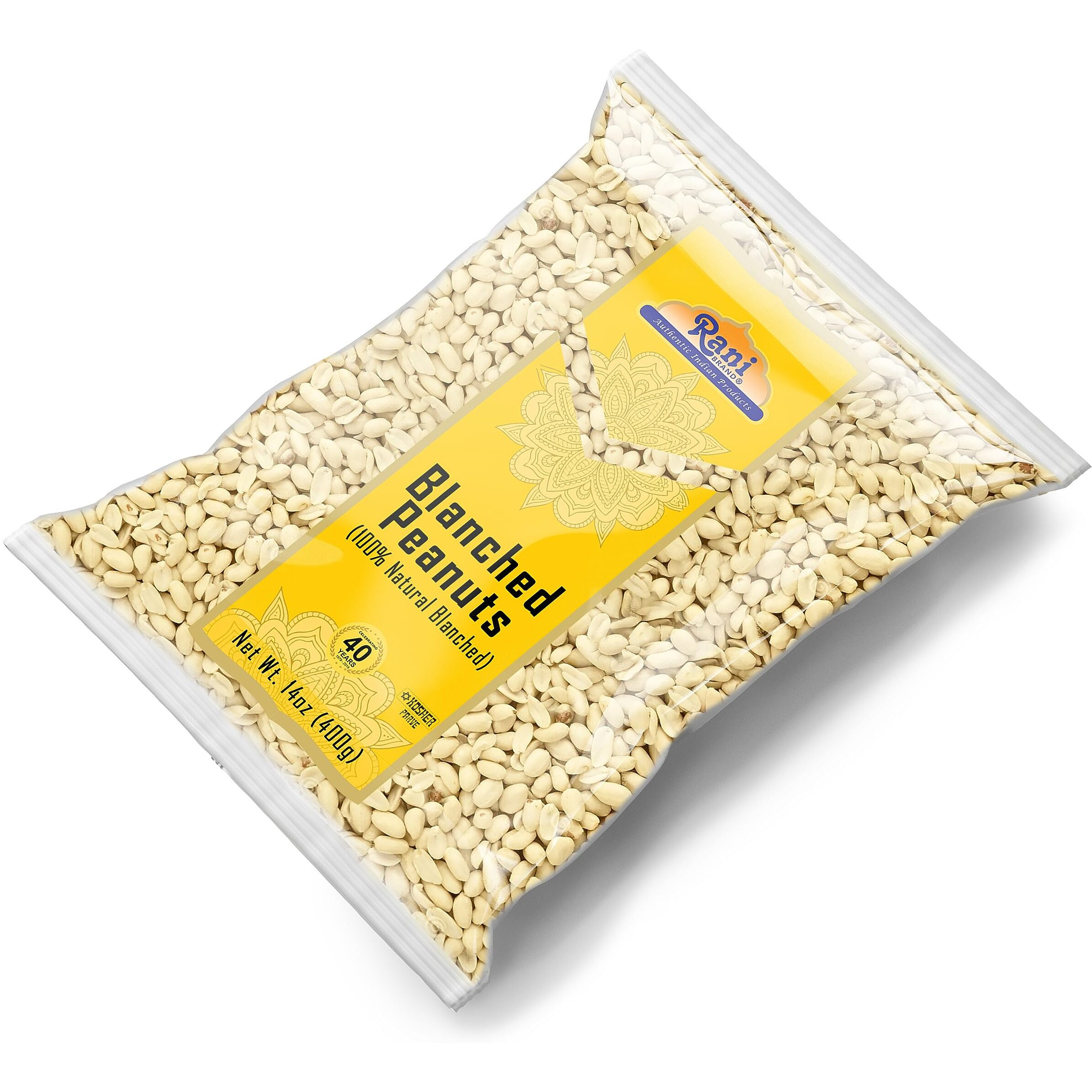 Rani Peanuts Skinless (Blanched, Uncooked) 14oz (400g) ~ All Natural, Vegan, Gluten Friendly, Kosher, Fresh Product of USA ~ Spanish Grade Groundnuts
