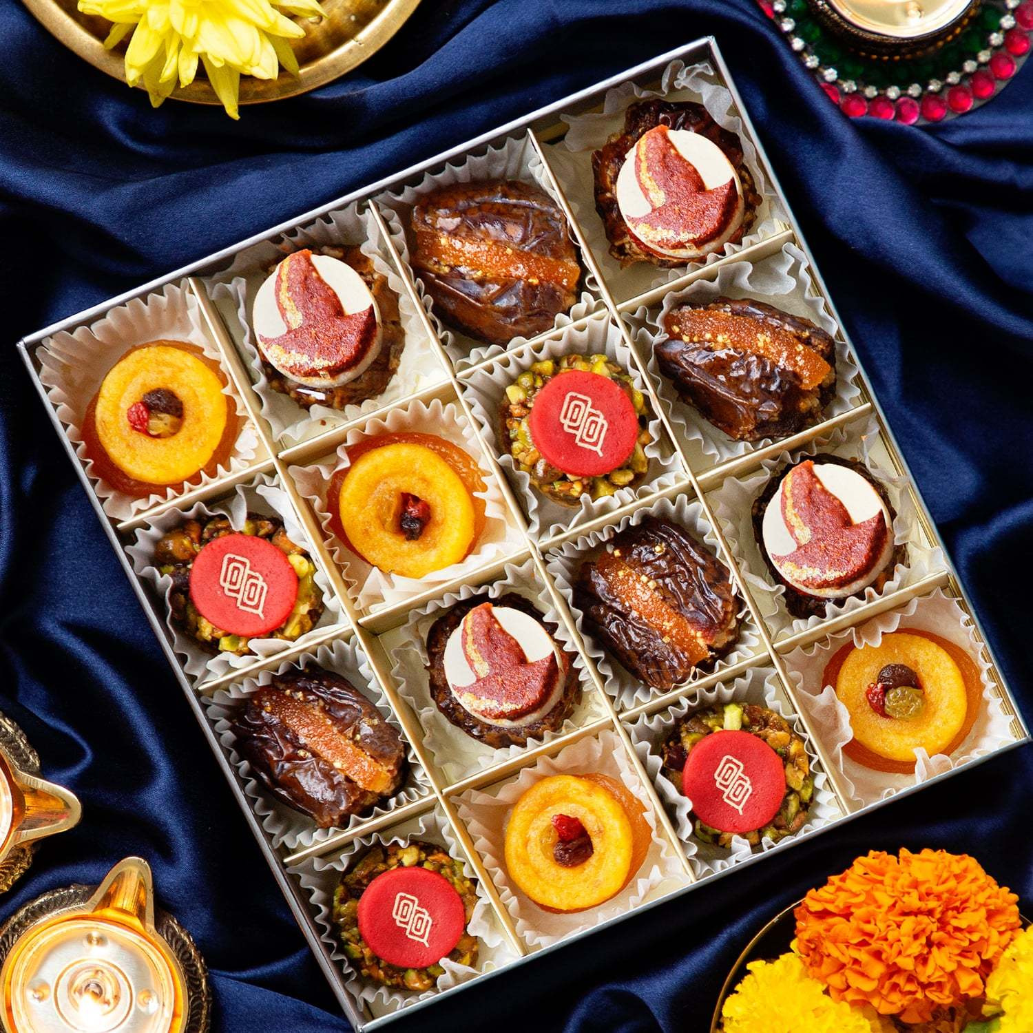 Laumiere Gourmet Fruits - Diwali Collection - Square - Dried Fruits and Nuts Box - Indian Mithai - Sweets - Vegetarian - Healthy