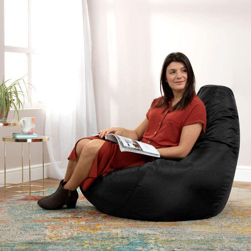 Leather Bean Bag Chair Cover Only (Without Bean Fillers) Protective Liner Product by Ink Craft (Size: XL, Color: Black)