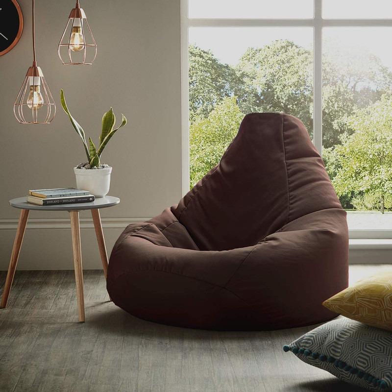 Leather Bean Bag Chair Cover Only (Without Bean Fillers) Protective Liner Product by Ink Craft (Size: XL, Color: Brown)